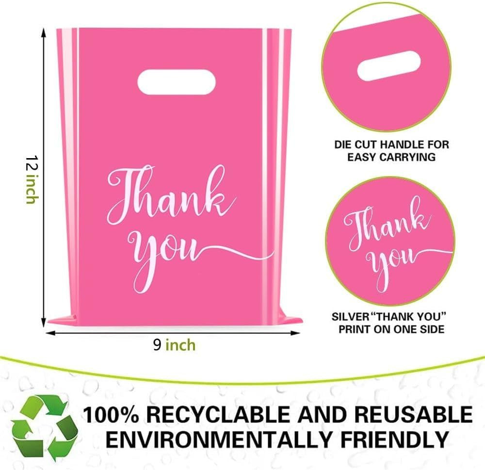 Cupplation Pink Thank You Merchandise Bags Large 9X12 Inches,100 Pack, Retail