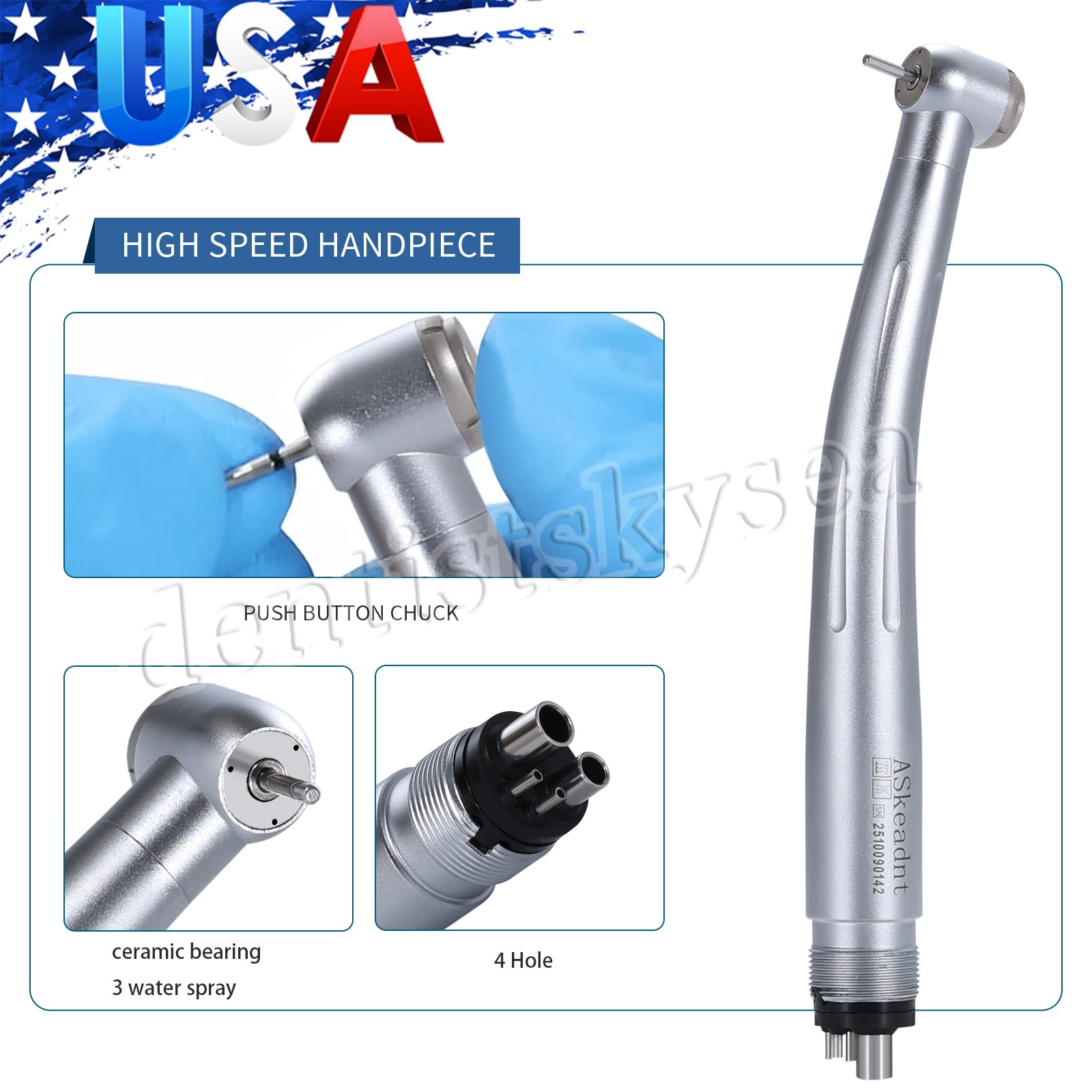 Pieza de mano de alta velocidad de turbina dental estilo NSK 4agujeros Y1BA2 SMK