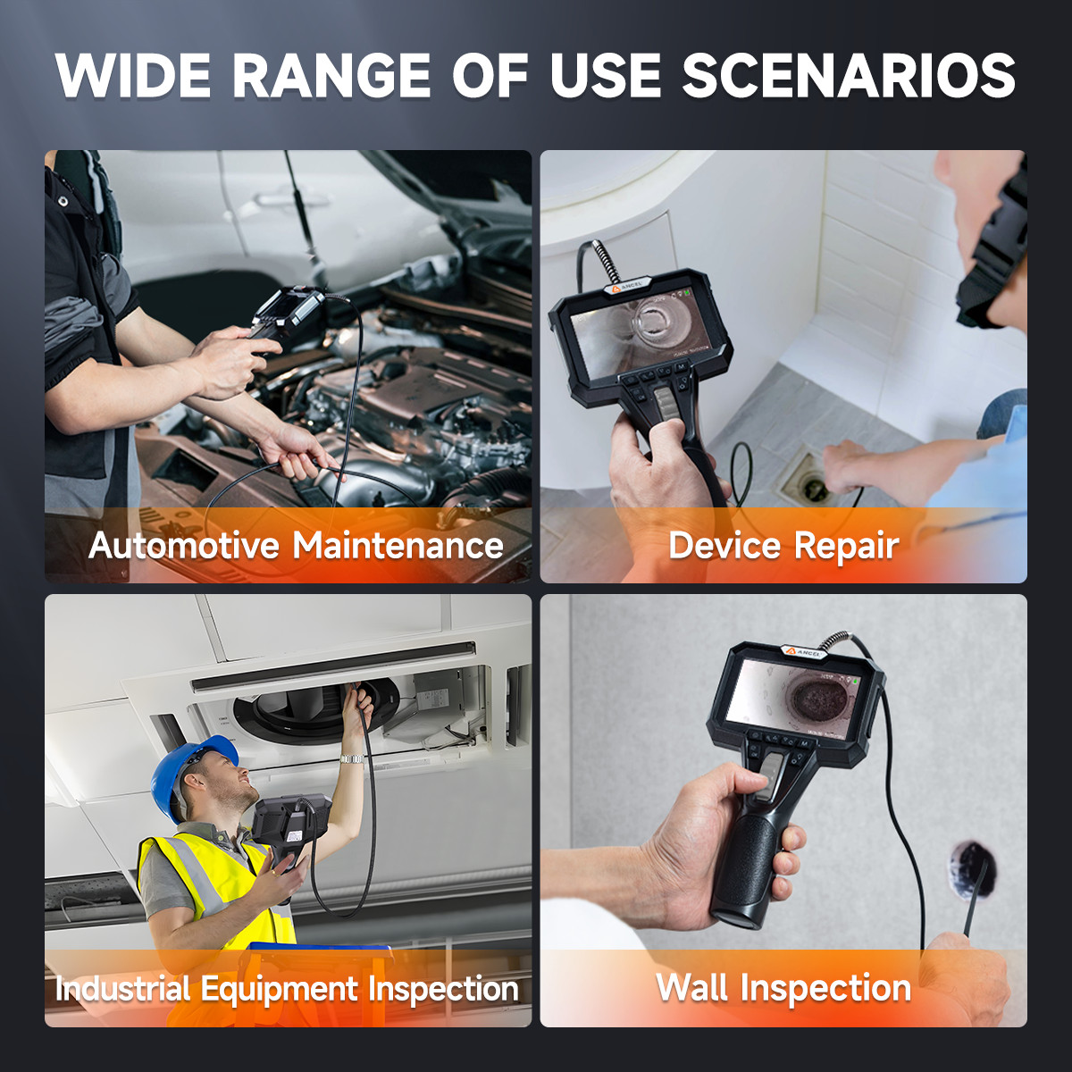 3.9MM Hose Borescope Imaging Endoscope Inspection Camera with Screen Light 360°