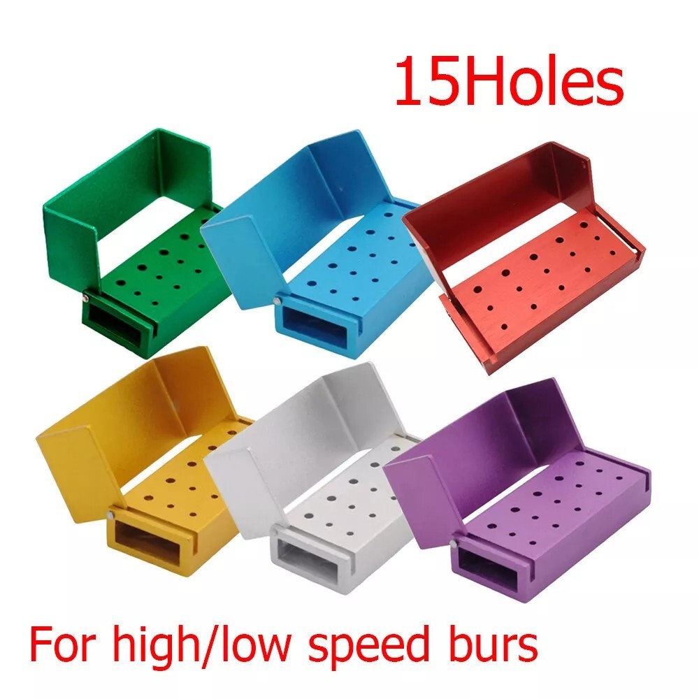 Dental Bur RA FG Holder Block Disinfection Box Aluminium Autoclave 15/30 Holes