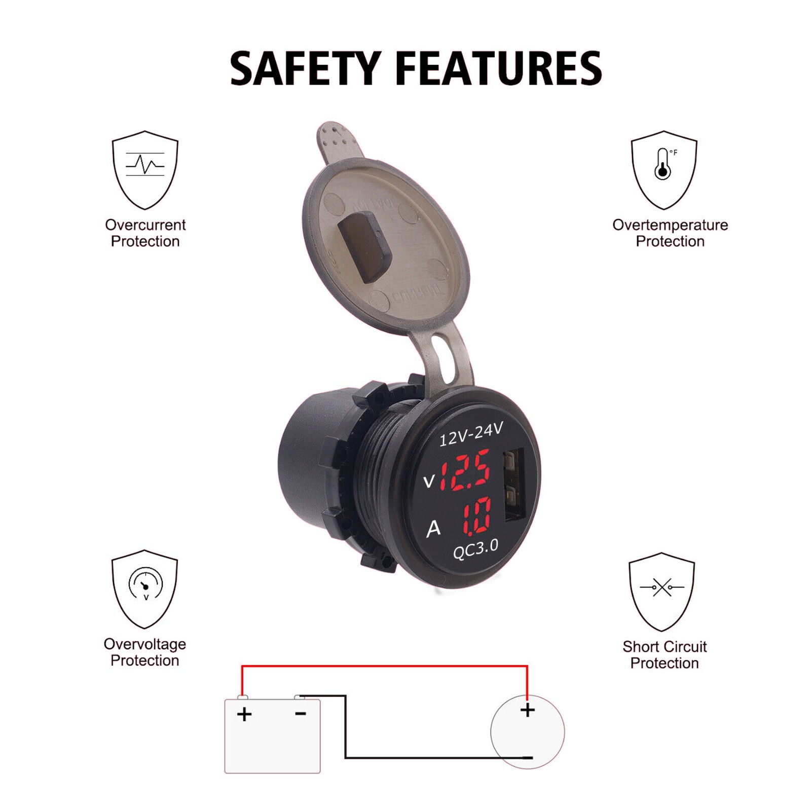 Waterproof CAR Battery Meter DC 12V Voltmeter LED Digital Display Voltage Gauge