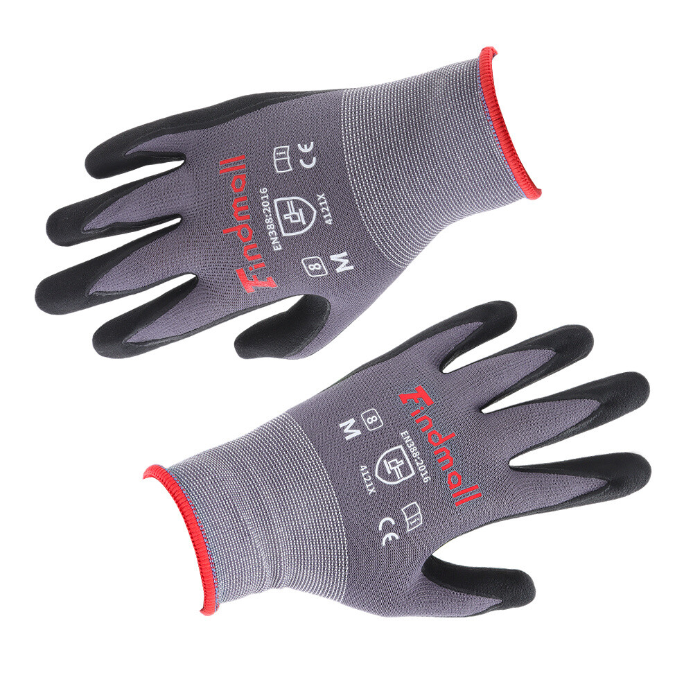 Safety Work Gloves MicroFoam Nitrile Coated Foam Gloves M-Size/12 Pairs