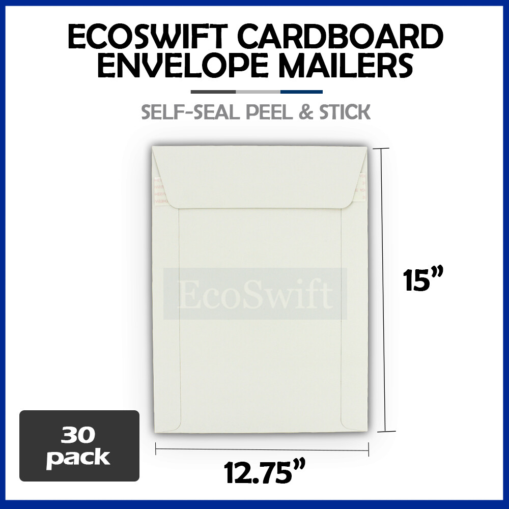 30 – 12.75″ x 15″ EcoSwift White Photo Ship Flats Cardboard Envelope Mailers