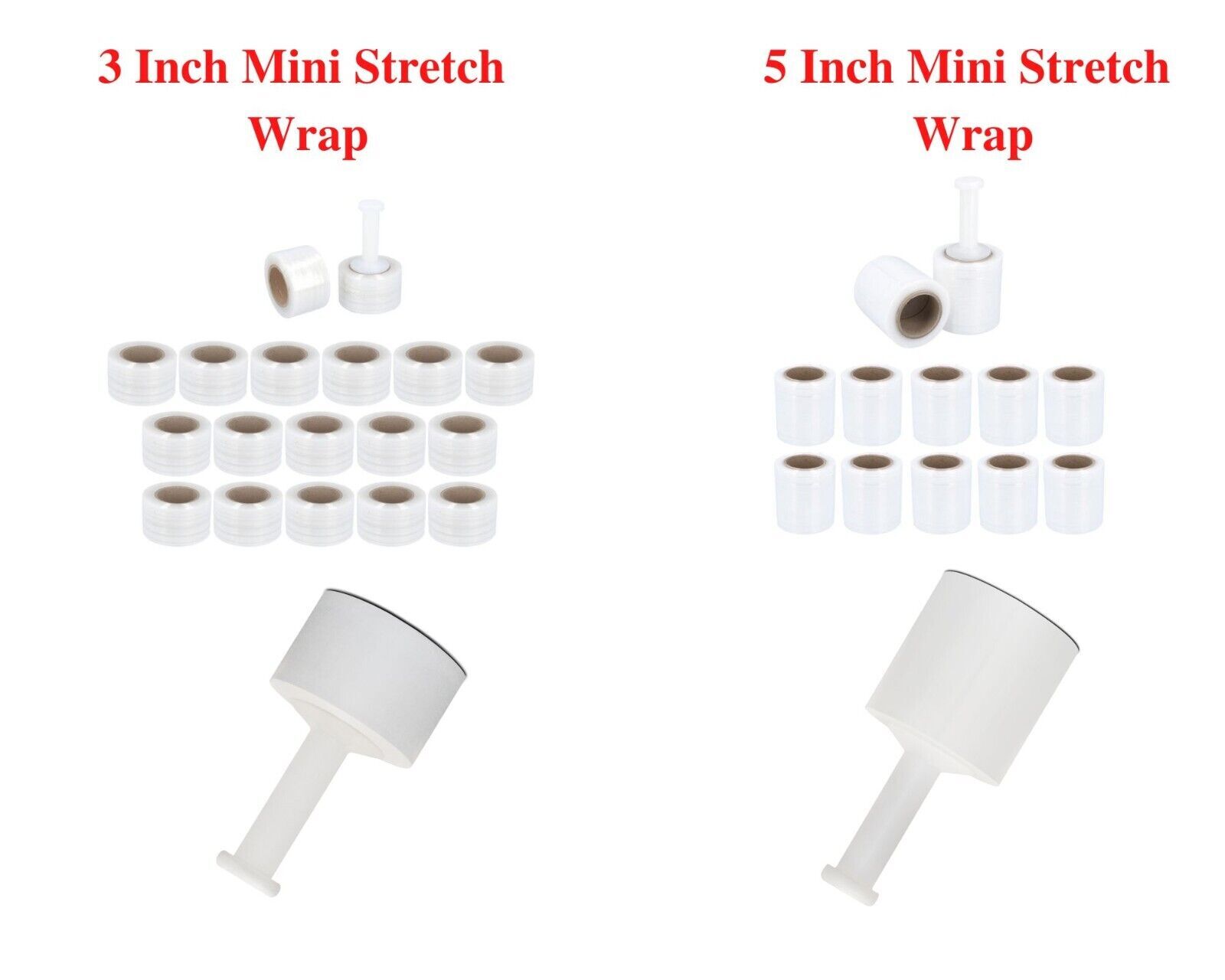 Down Gauge Mini Stretch Wrap Plastic Shrink Film Clear Select: Size & Rolls