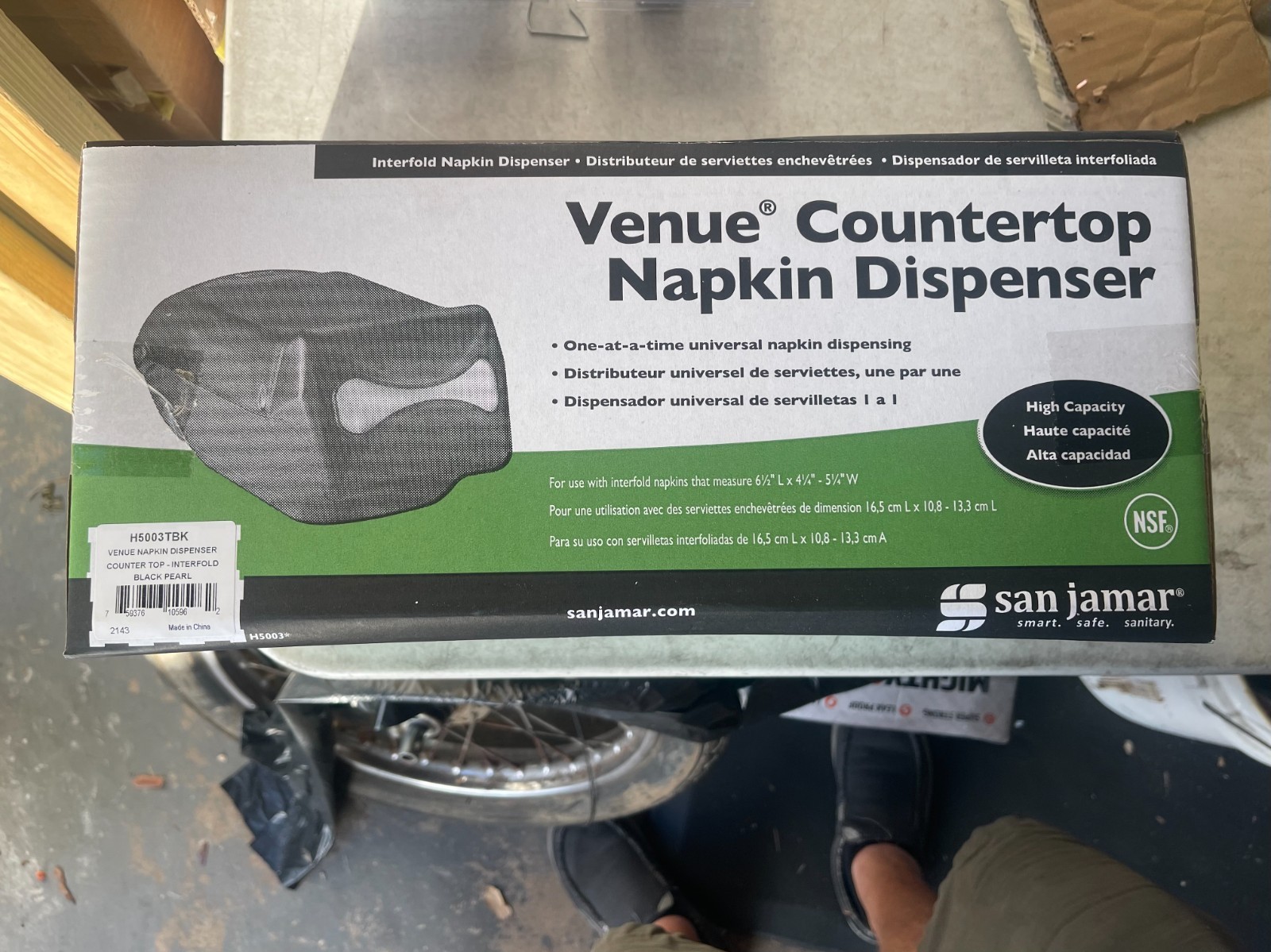 San Jamar Venue H5003TBK Countertop Interfold Napkin Dispenser Black Pearl NSF