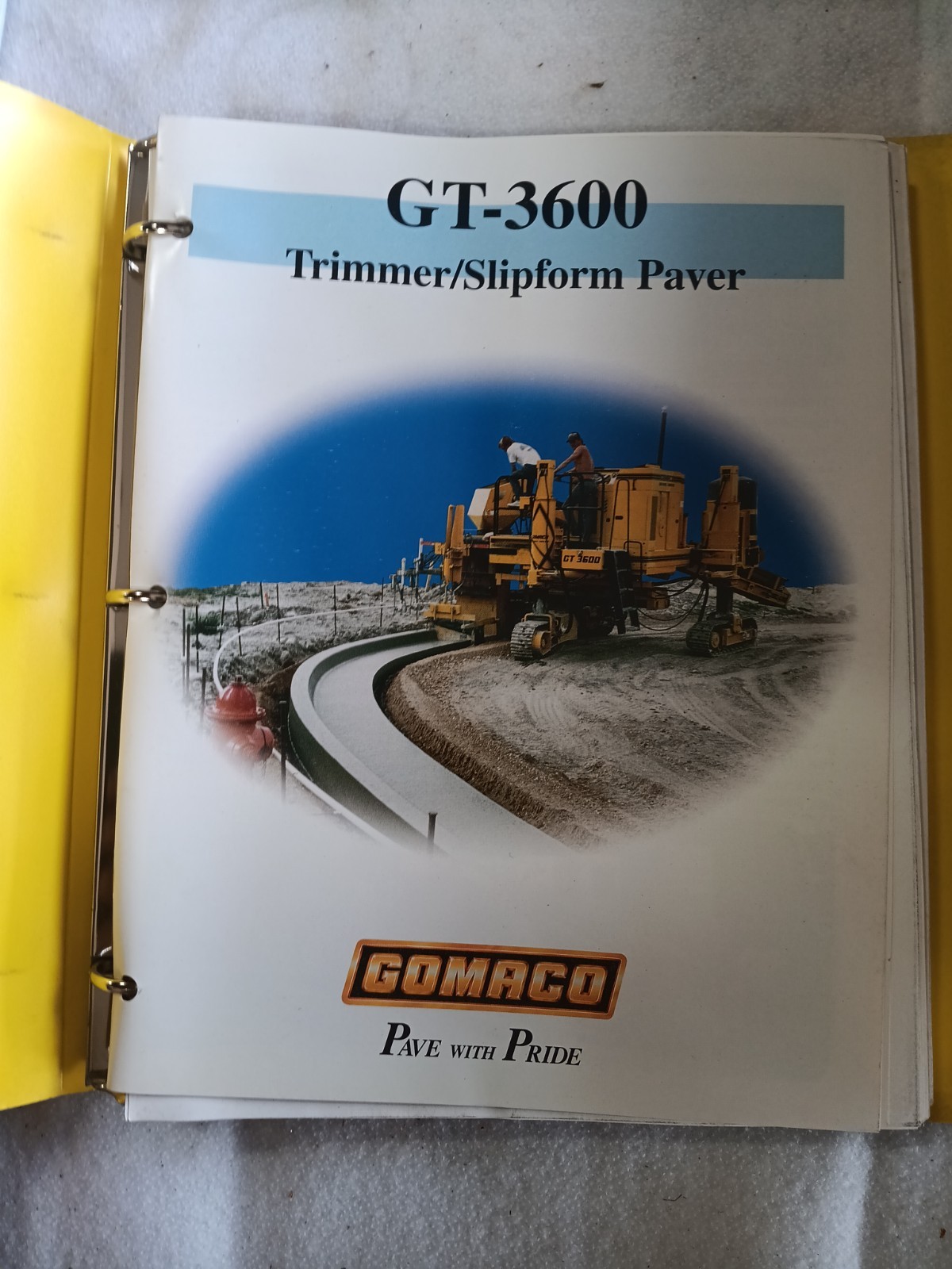Gomaco GT-3600 Series Trimmer Paver Slipform mold Operator’s Manual & Parts List