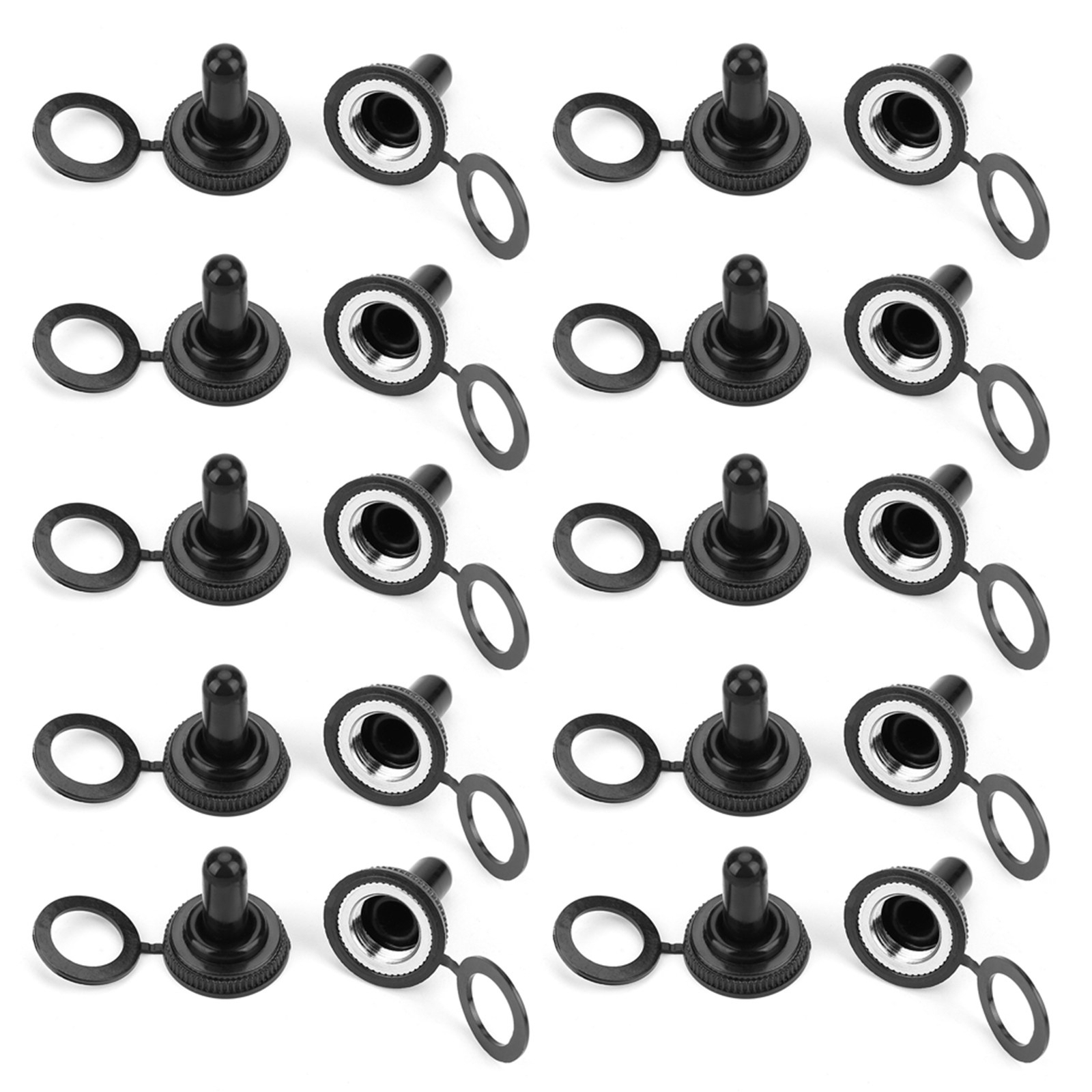 20Pcs/set 12mm Rocker Toggle Switch Waterproof Rubber Cap Boot Cover – Black