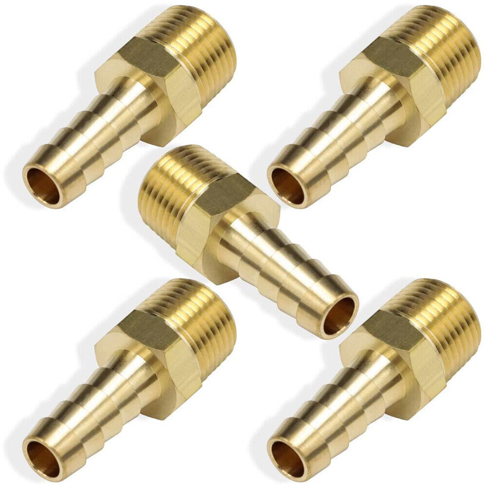 5pcs 3/8″ HOSE BARB X 3/8″ MALE NPT Brass Gas Fuel Water Air Fitting Universal