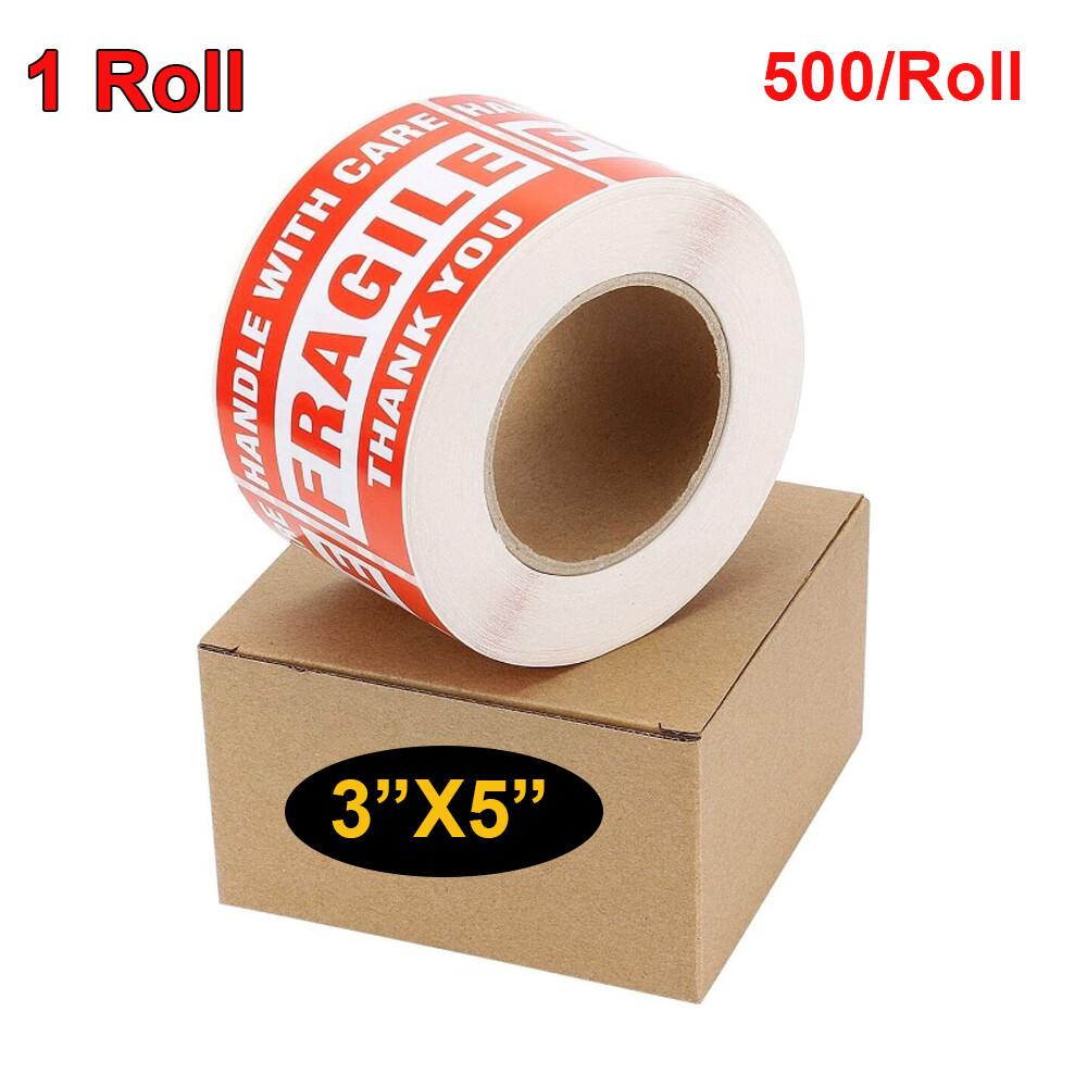 1Roll 500 Fragile Stickers 3″x5″ Fragile Label Sticker Handle With Care 500/roll