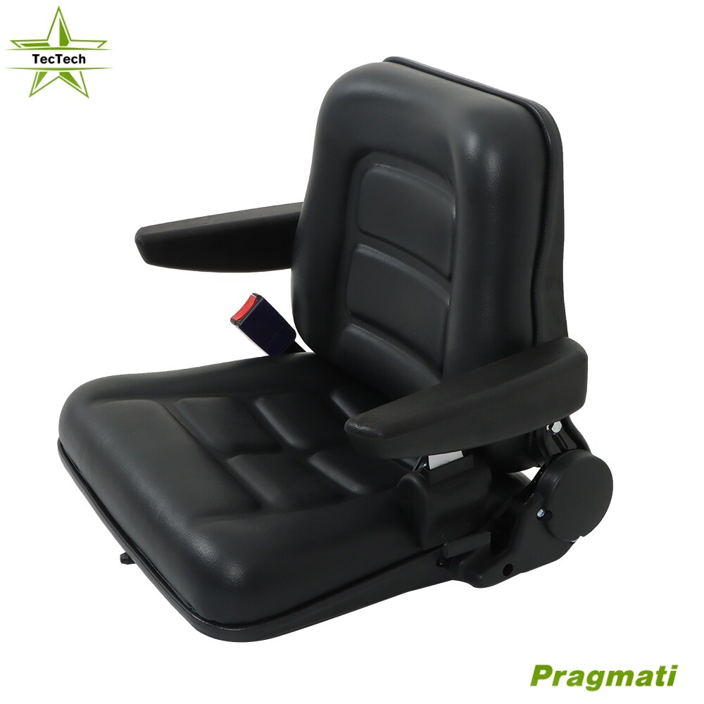 Universal Tractor Seat Adjustable Armrest and Slide Trenchers Back & Seatbelt