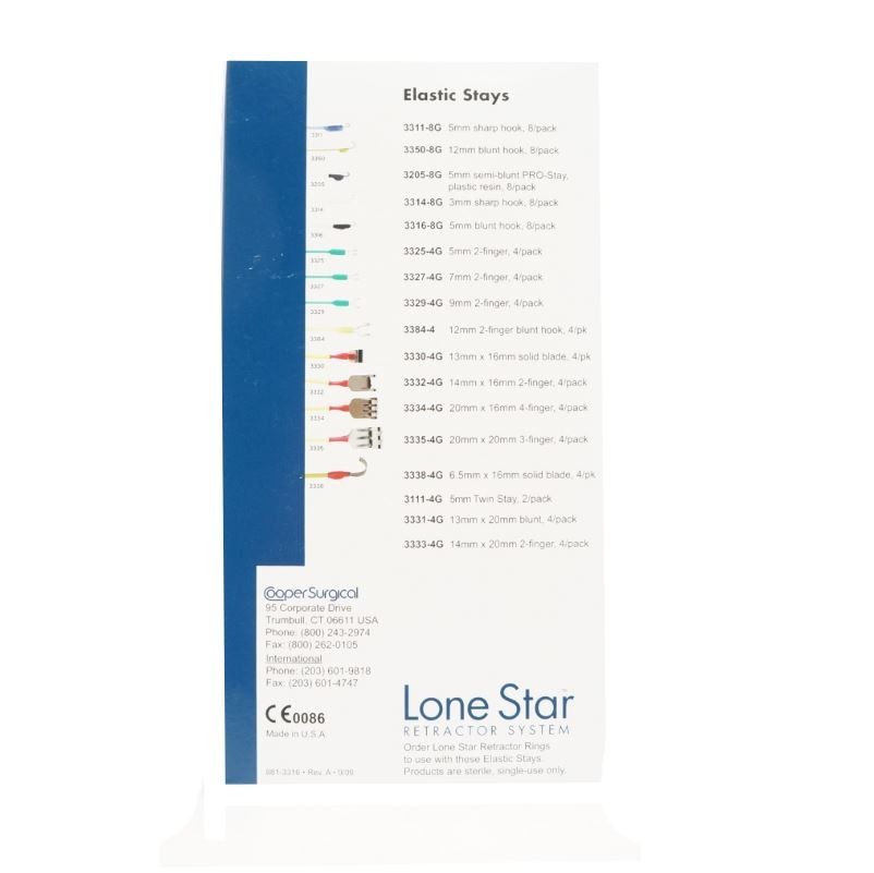 *4-Pieces* Cooper Surgical Lone Star Elastic Stays 20mm x 16mm 4-Finger 3334-4G