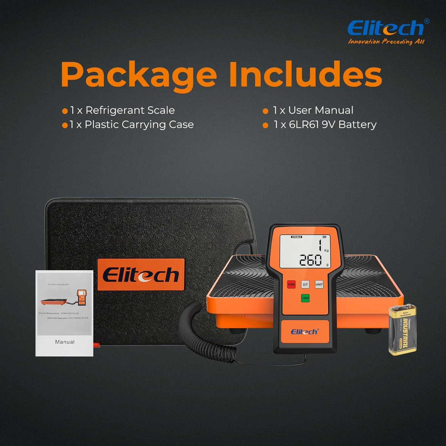 Elitech LMC-100F+ 110 lb Digital Refrigerant Charging Scale HVAC Freon w/ Case