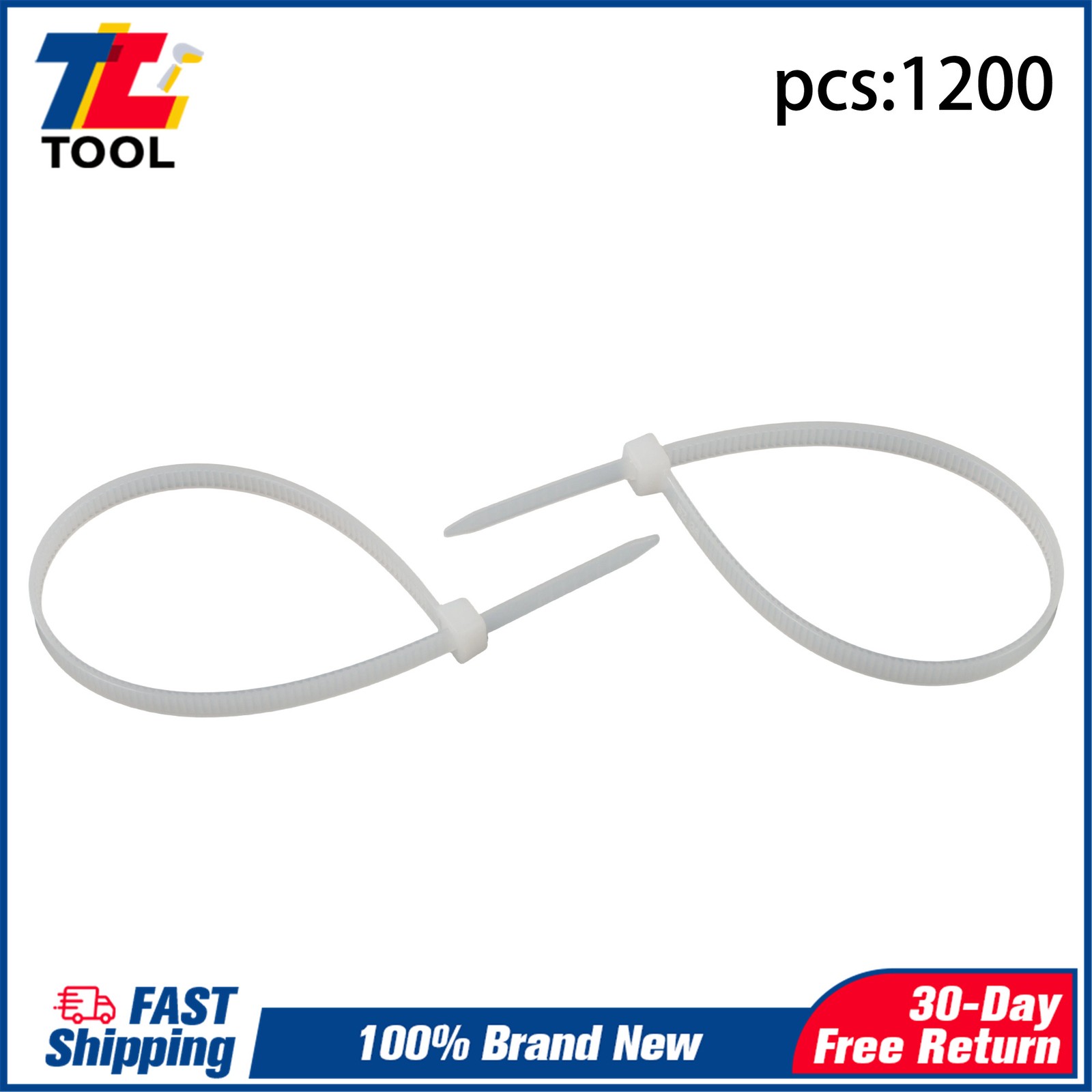 1200pcs Self-Locking Nylon Ties 8″, Heavy Duty 50lb Tensile, White Wire Ties