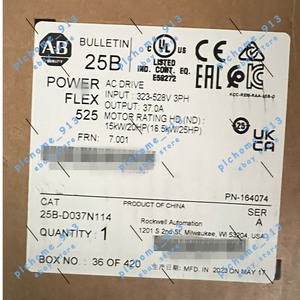 New Allen-Bradley 25B-D037N114 PowerFlex 525 18.5kW (25Hp) AC Drive 3 Phase