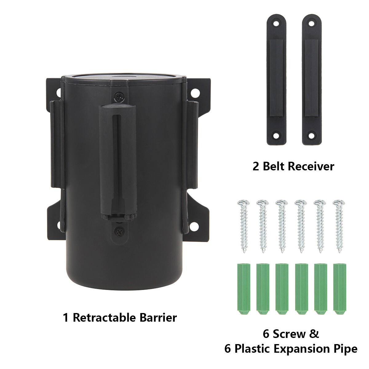 Wall Mount Retractable Belt 16 Foot, Crowd Control Wall Barrier w/ Steel Case
