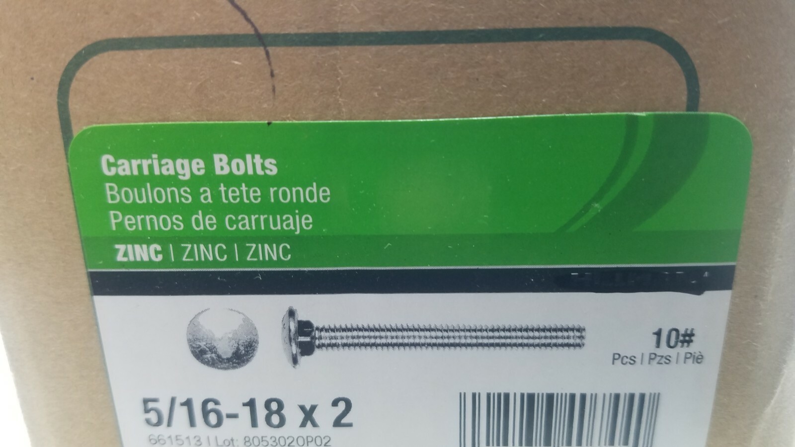 22 PC Carriage Bolts 5/16 -18 x 2″ Zinc Steel Buy more and save!