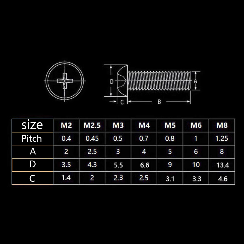 M2 M2.5 M3 M4 M5 M6 M8 M10 White Plastic Nylon Phillips Cross Pan Head Screws
