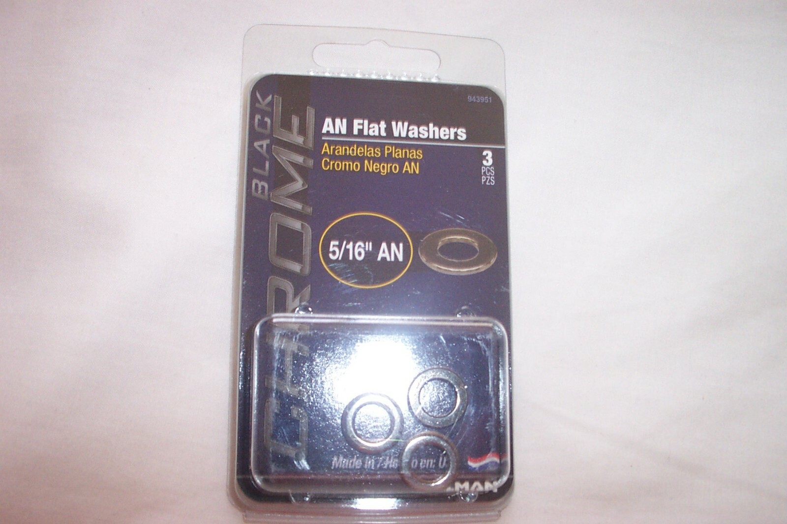 Black Chrome Steel AN Flat Washers, USA,-5/16″AN, 3 pieces