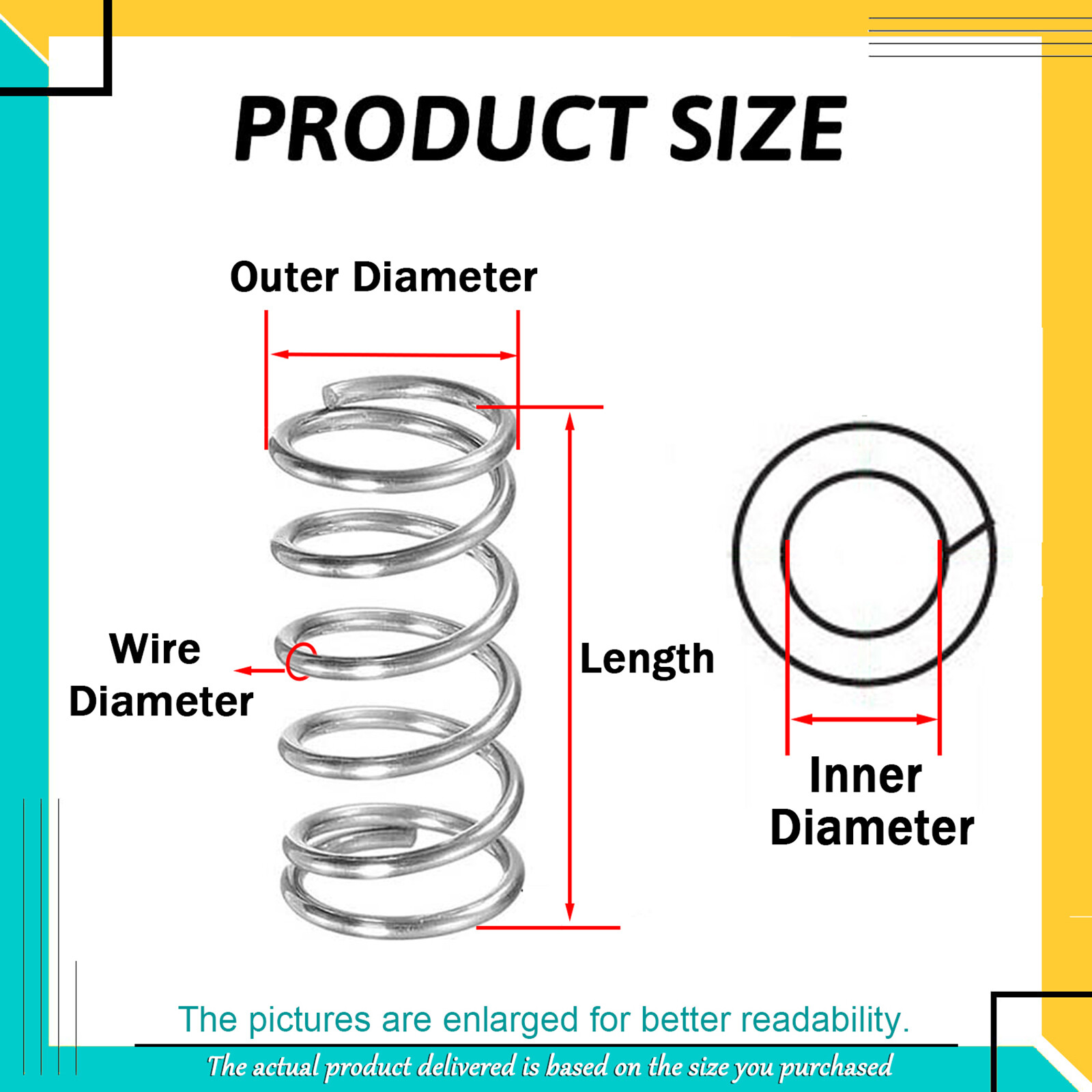 0.30mm Compression spring OD:2-6 mm Coil Pressure Springs 304 steel (L:5-120 mm)