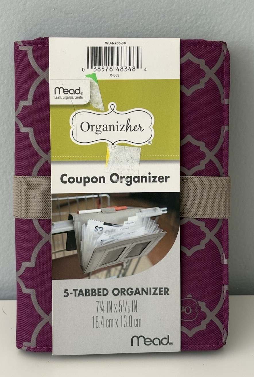 Mead OrganizHer Coupon Organizer 5 Tabbed Organizer Pen Slot ID Slot Purple New