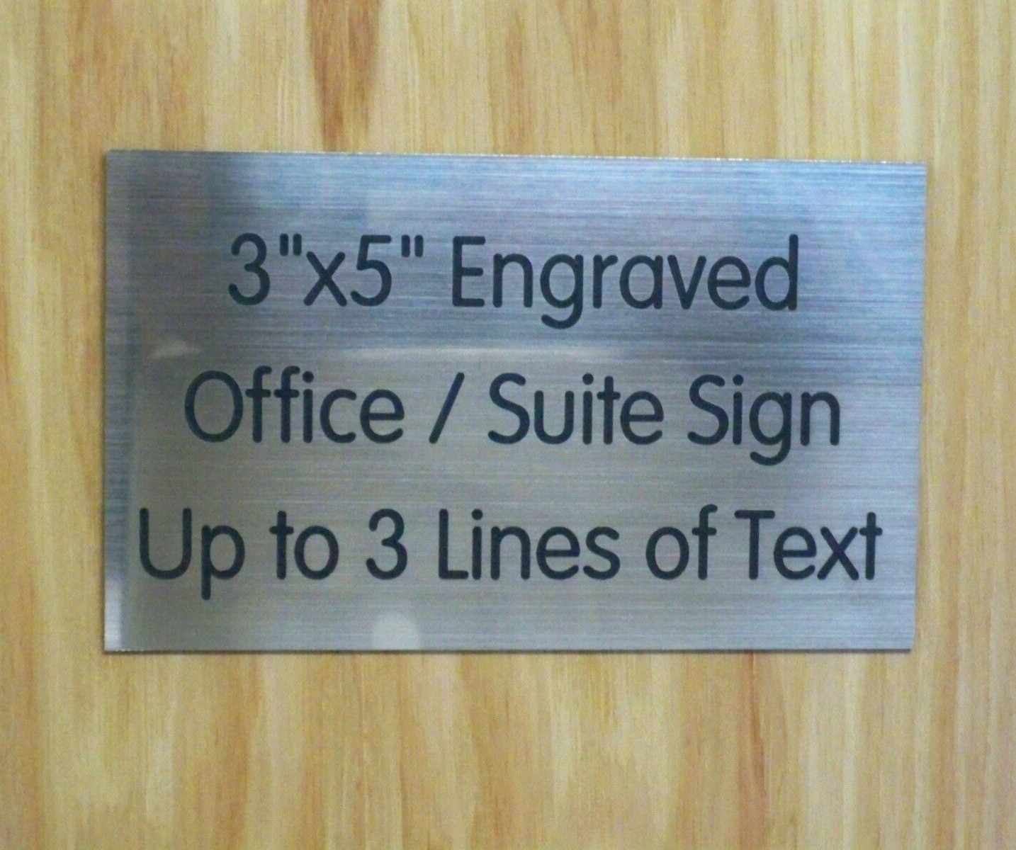 Custom Engraved 3×5 inch Silver Sign | Add Your Wording | with Adhesive Backing