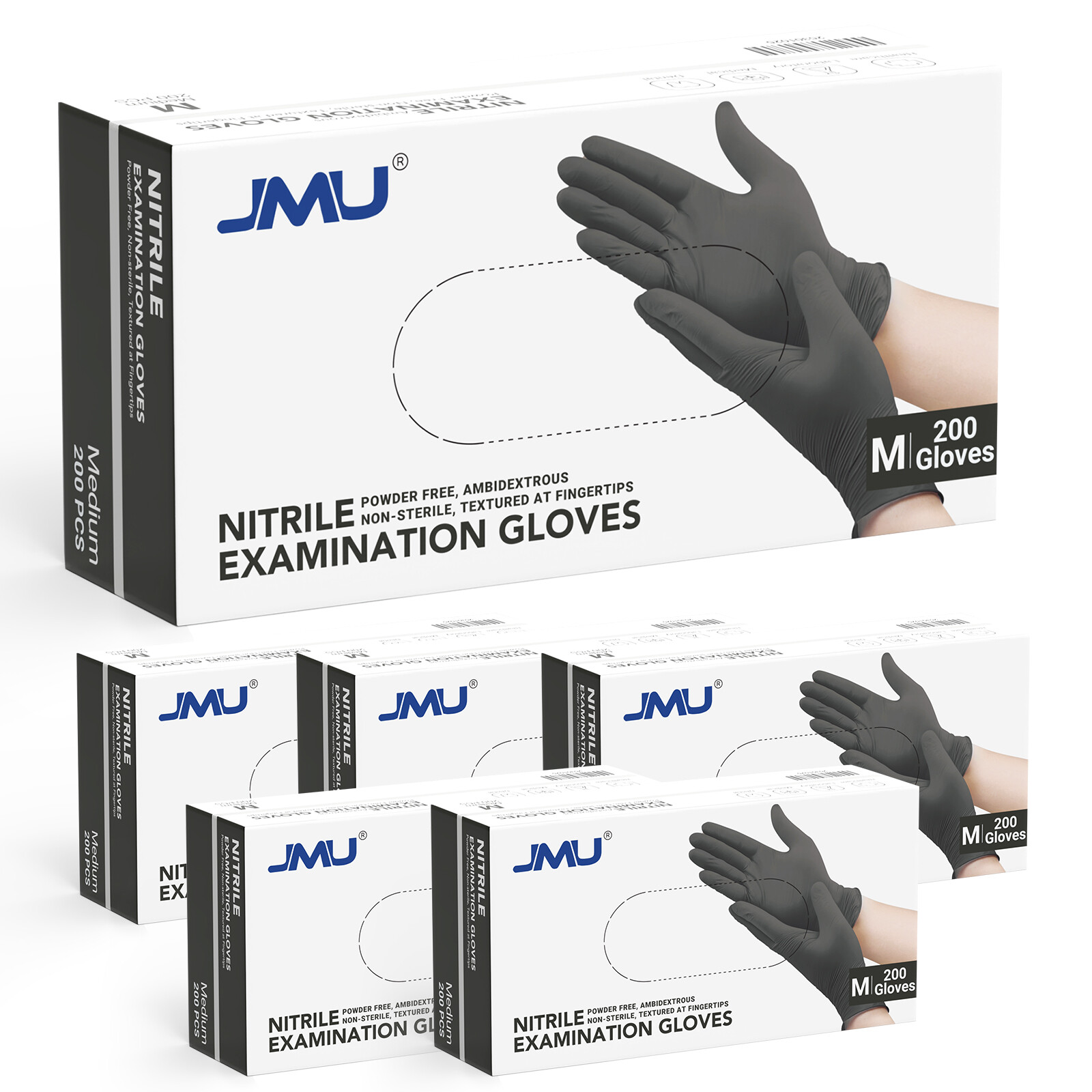 1200/CASE Black Nitrile Gloves Latex & Powder Free 3.5 Mil Medical Exam Grade