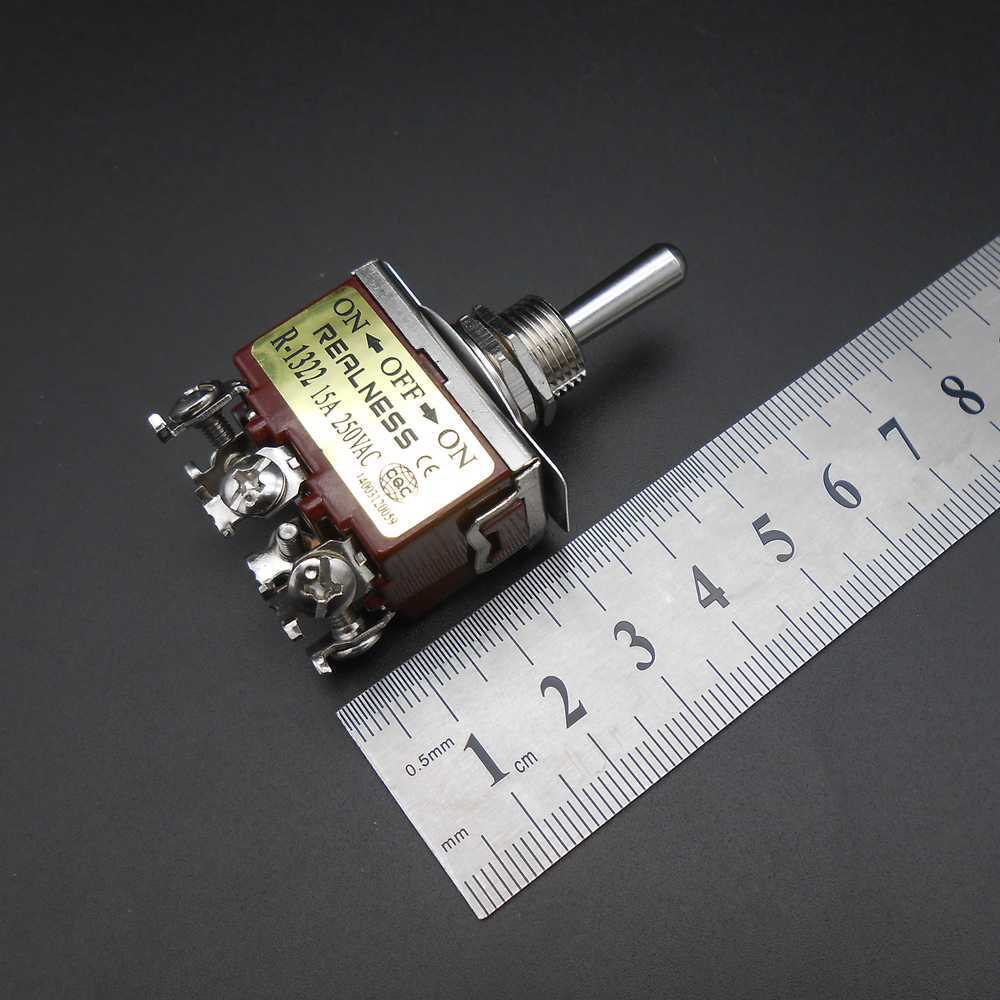 5Pc REALNESS Toggle Switch 15A Silver Contact 2/3/4/6/12 Feet 2/3 Positions 12mm
