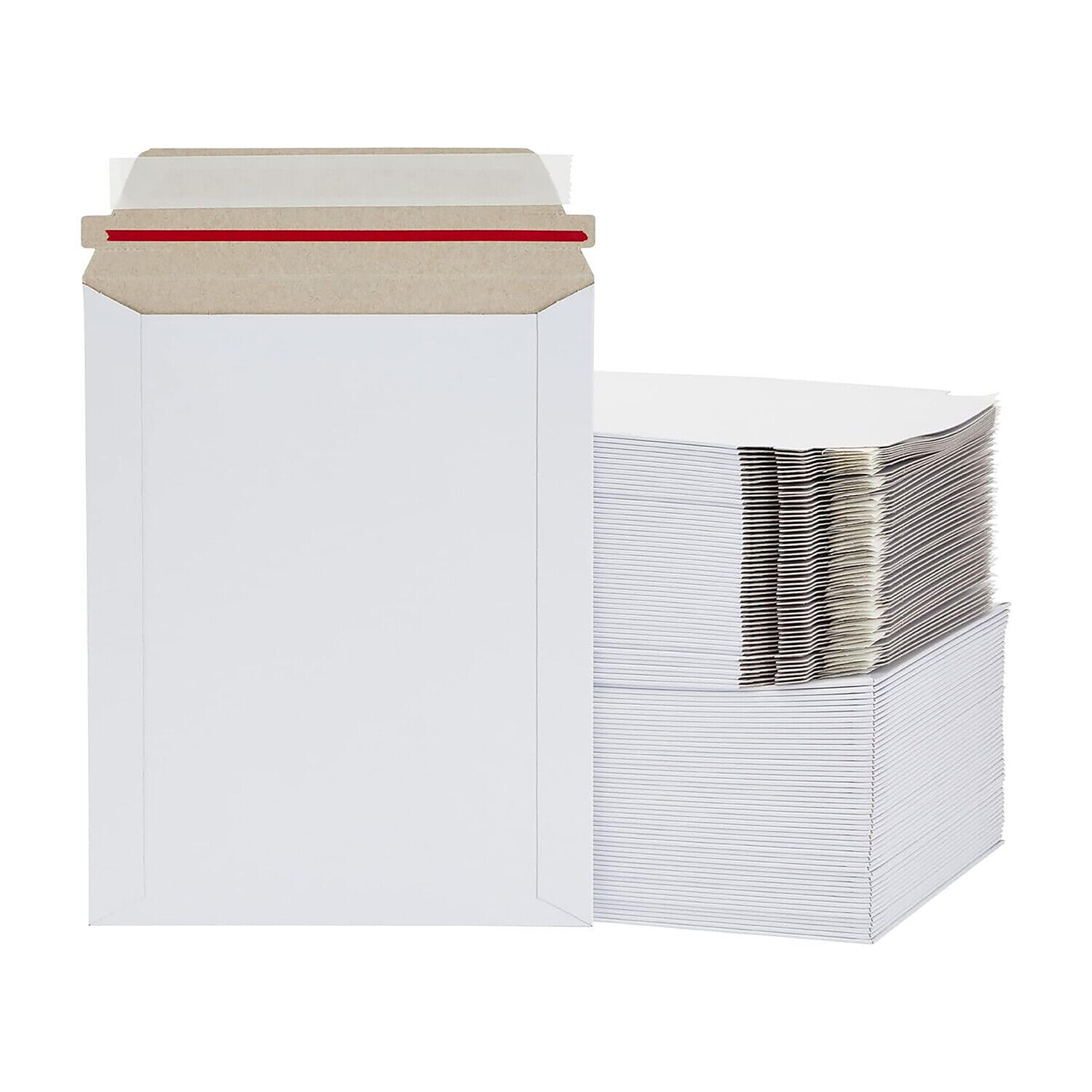 7 x 9 Rigid Photo White Cardboard Mailer Tear Tab 28pt Self-Seal 200 Pieces