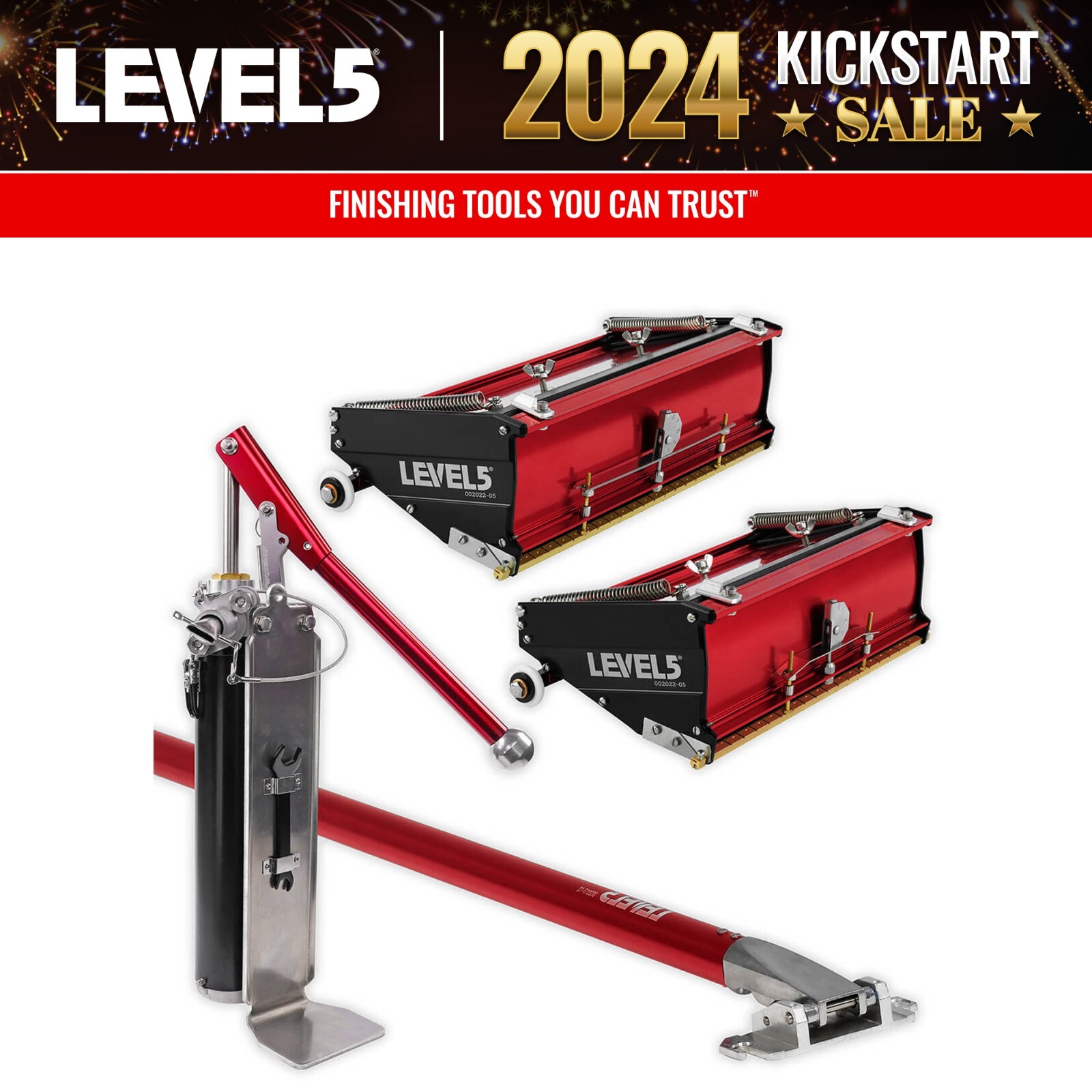 LEVEL5 Drywall Tools 10″ & 12″ Flat Finishing Box Combo w/ Pump | 4-605