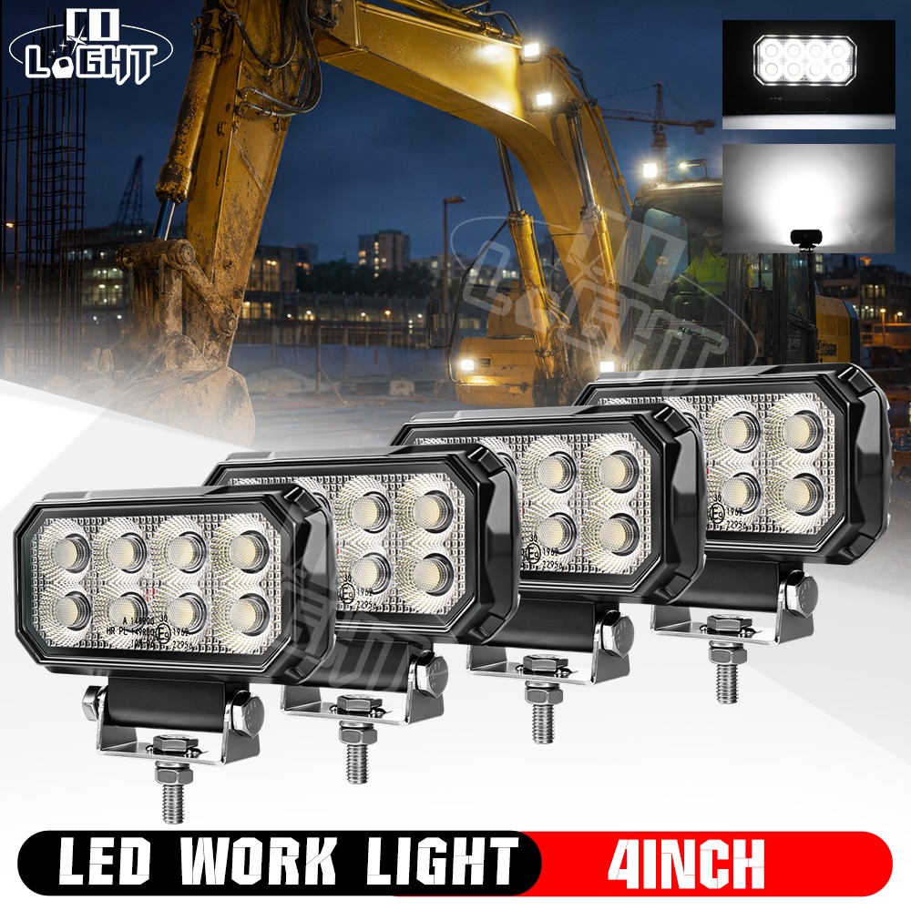 4x LED Tractor Work Lights 12v led Flood Light pods for Truck, Waterproof 4inch