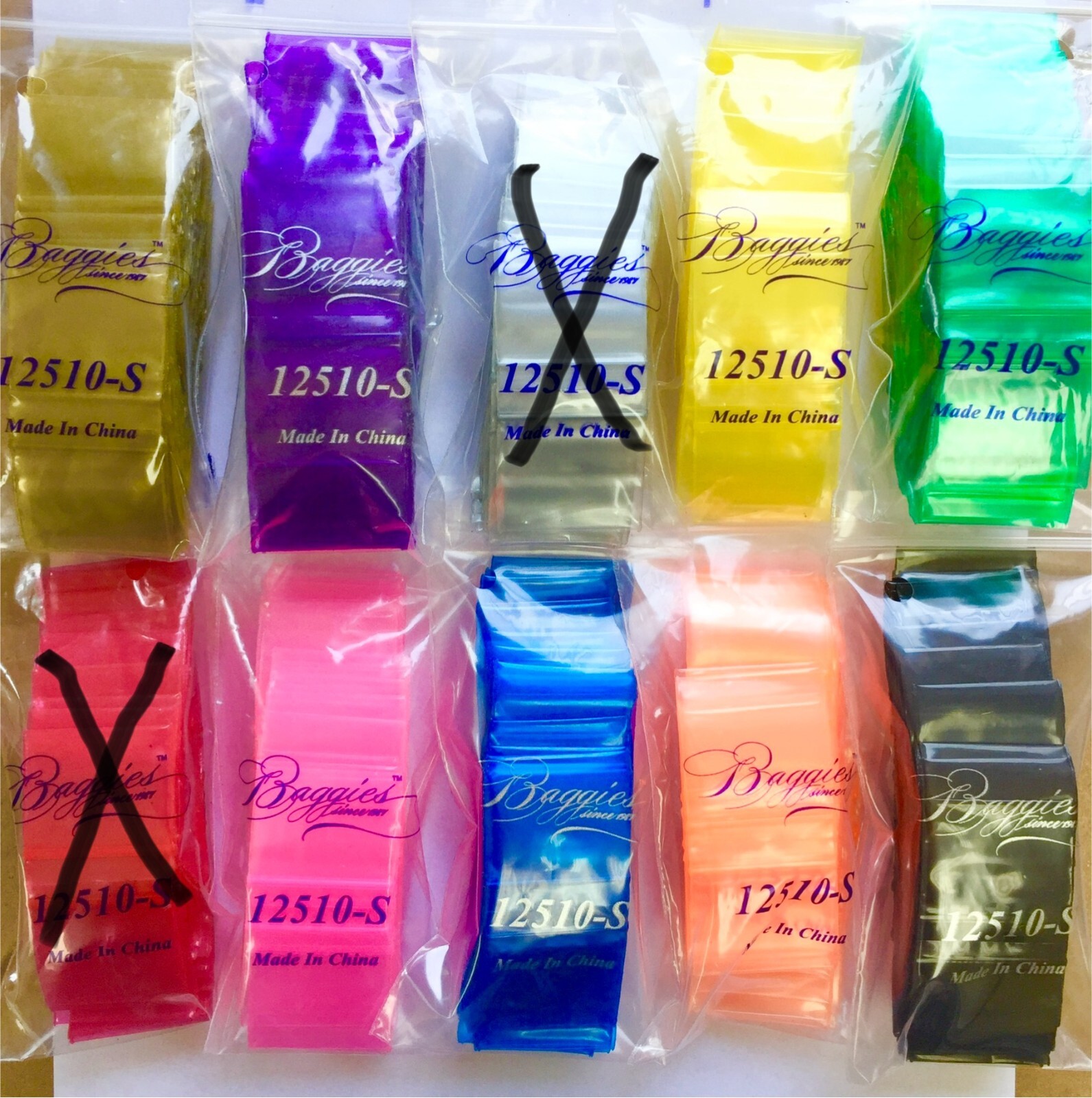 BaggiesSince1987- 12510-S ZipSeal Color Bags 8C/900+50D/100=1000PCS, 👀Details🔽