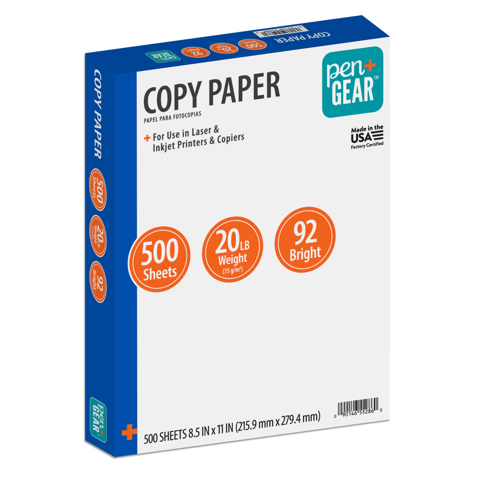 Pen + Gear Copy Paper, 8.5″ x 11″, 92 Bright, White, 20 lb., 1 Ream (500 Sheets)