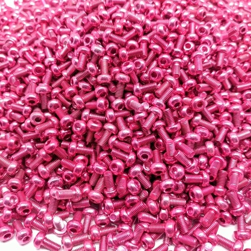 M3 x 6/8/10mm Screws – 7075-T651 Aluminum Alloy Colored Pink – ( 10 pcs ea)