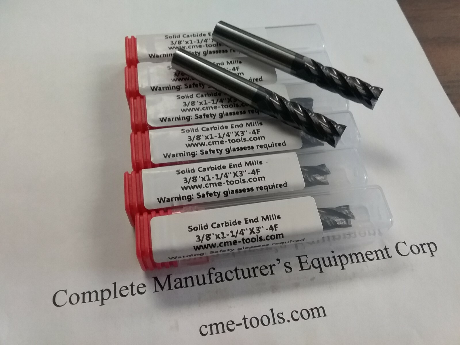 6pcs 3/8″x1-1/4×3 long length Carbide End Mills Tialn Coated 4 Flt S/E –new