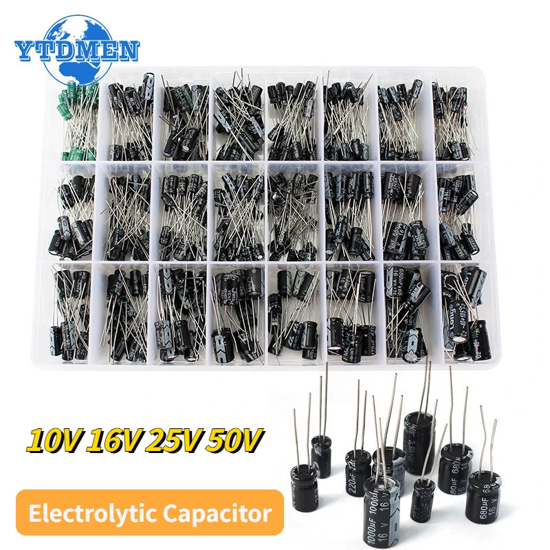 500pcs 24Values Electrolytic Capacitor Kit 0.1uF-1000uF 10V-50V Assorted kit