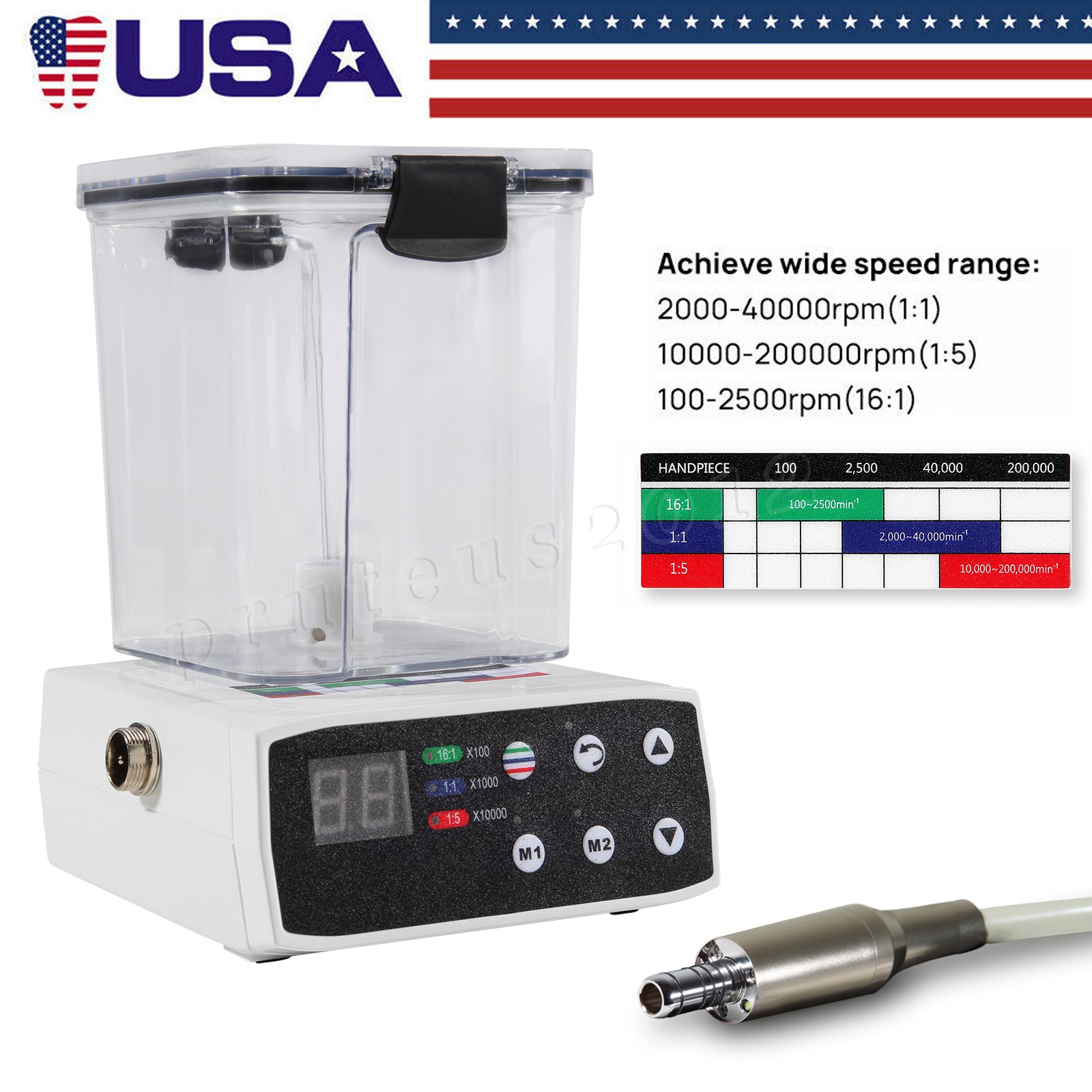 Dental Brushless LED Electric Motor + Water Tank 1:1/1:5/1:4.2 LED Contra Angle