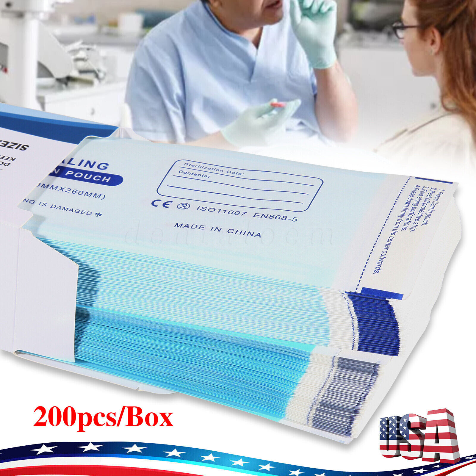 1000 3.5″ x 10″ Dental Sterilization Pouches Sterilizer Autoclave Bags Tool Nail