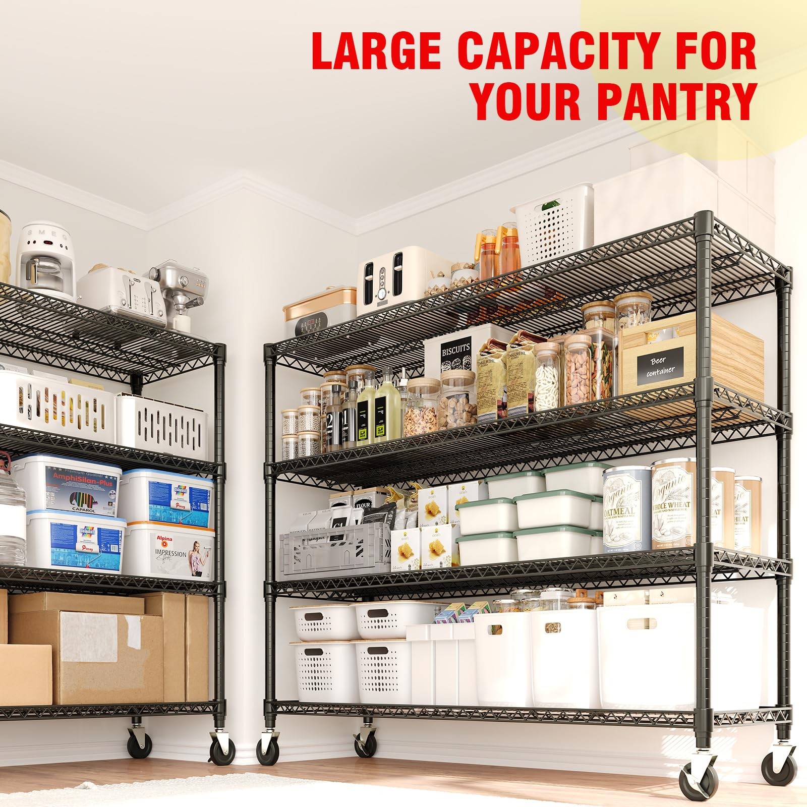 72″x59″x18″ 4 Tier Adjustable Wire Metal Shelving Heavy-Duty Storage Unit 2640Lb
