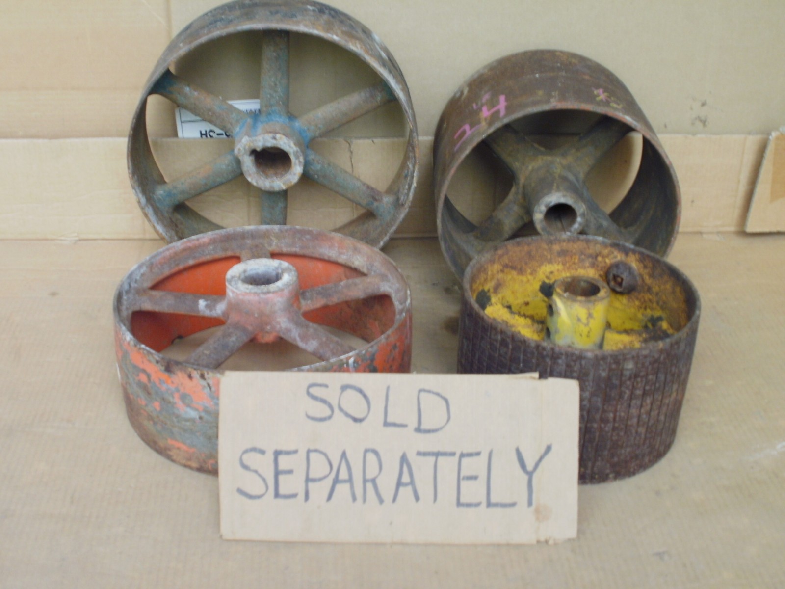Flat Belt Pulley, Vintage, Cast Iron, Three, 20-35lbs