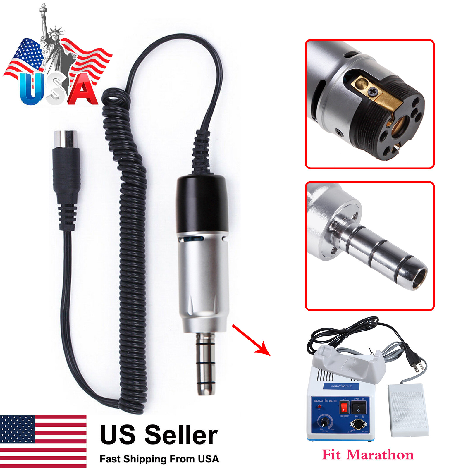 Dental Micro Motor E-Type Connector High Speed Handpiece Standard 35K rpm US