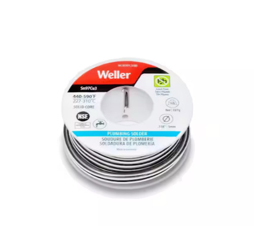 WELLER Lead-free, Solid Core Plumbing Solder Wire 3mm/0.118 in. 227g/8 oz.
