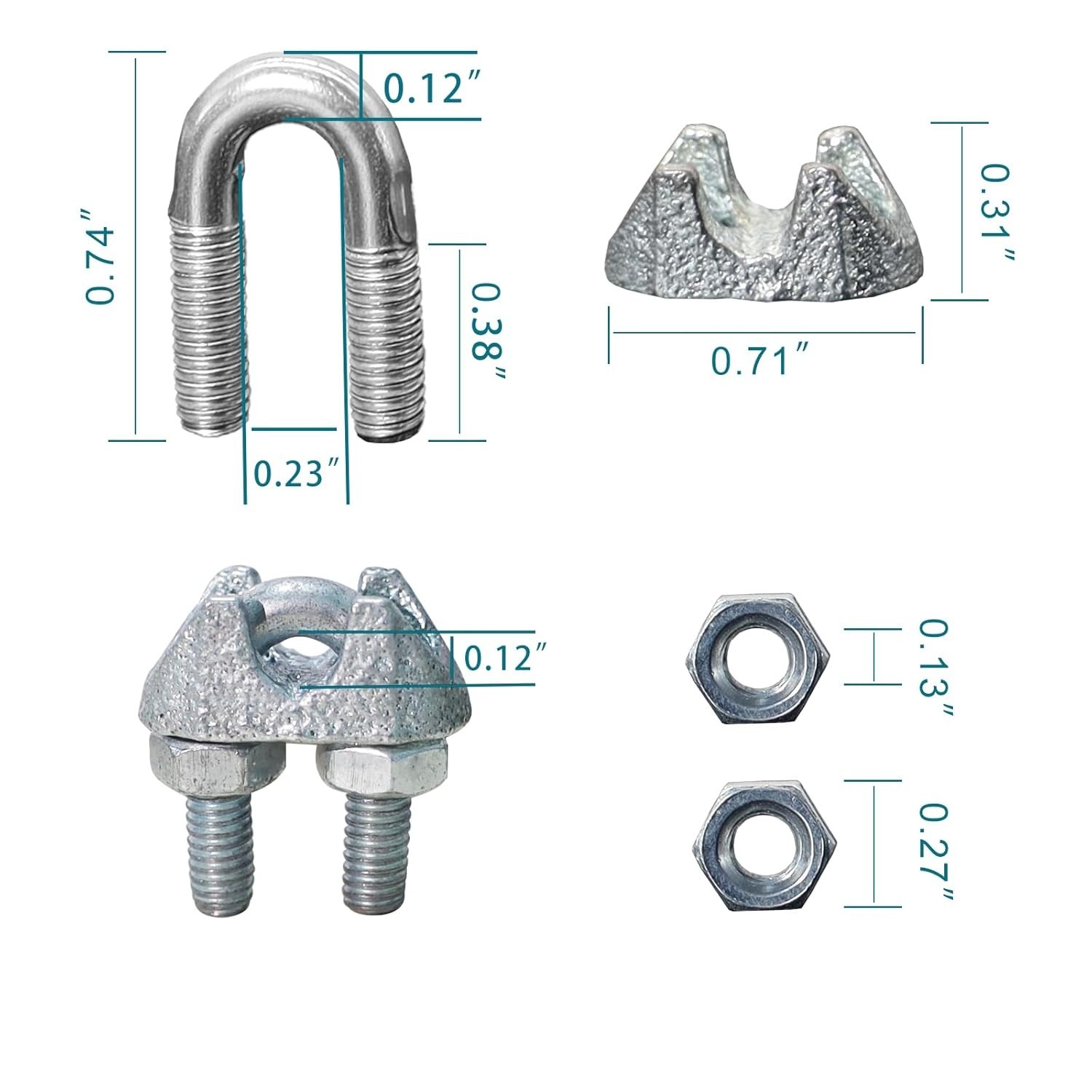 20PCS 1/8″inch Wire Rope Clamp Stainless Steel M3 Wire Cable Clamps