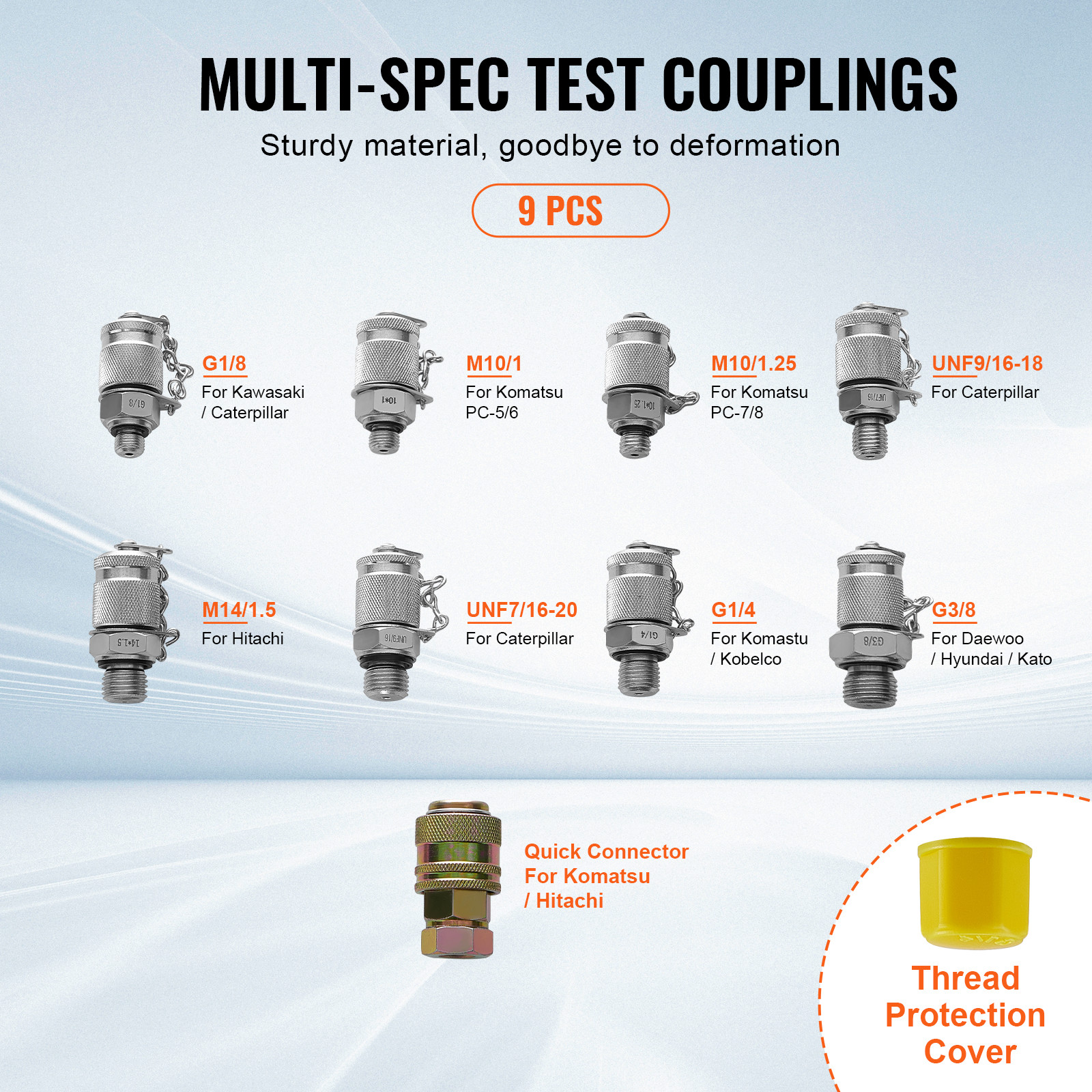 Hydraulic Pressure Test Kit 3 Gauges 9 Test Couplings 3 Test Hoses Case