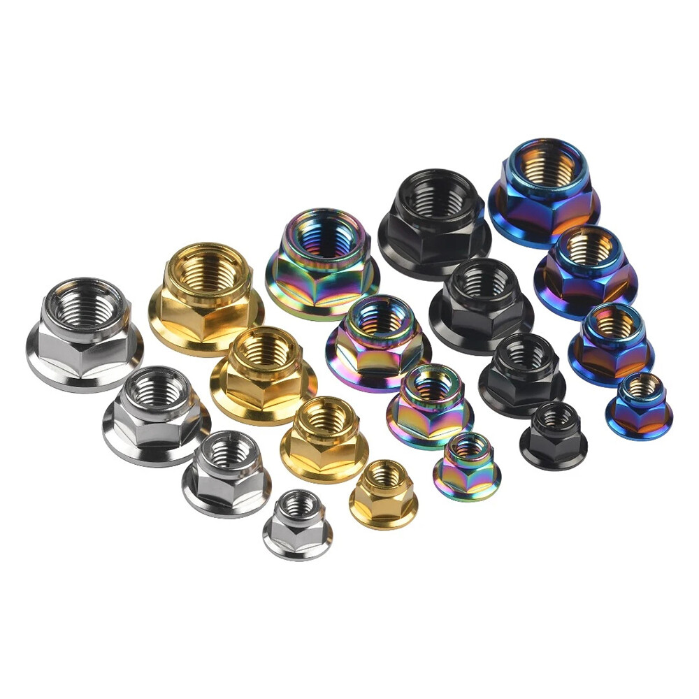 M6 M8 M10 M12 Self Locking Nuts Hex Head Nyloc Flange Titanium Nuts Color Nuts