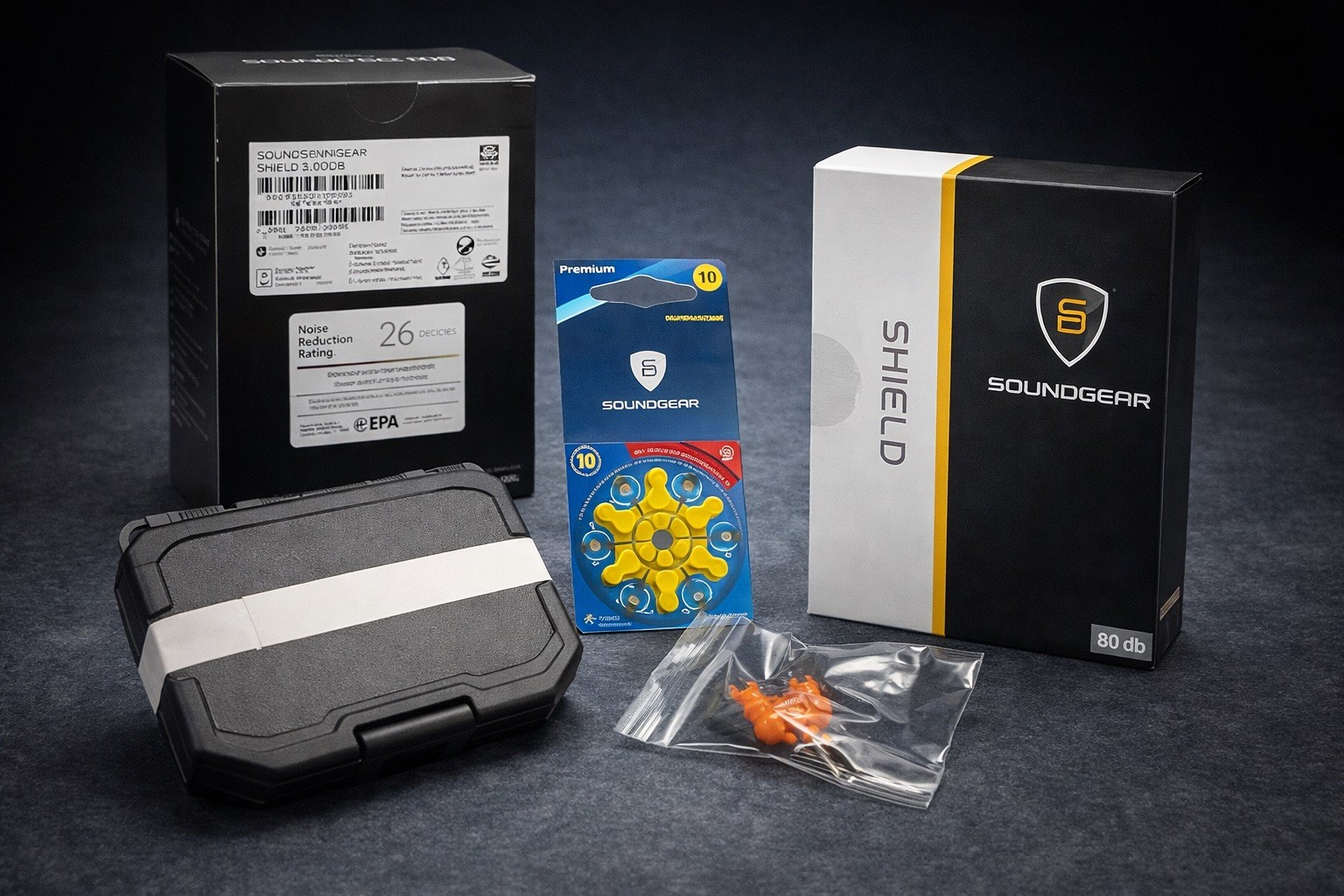 SoundGear Shield Protective Ear Plugs 80dB Noise Reduction Suppression Black