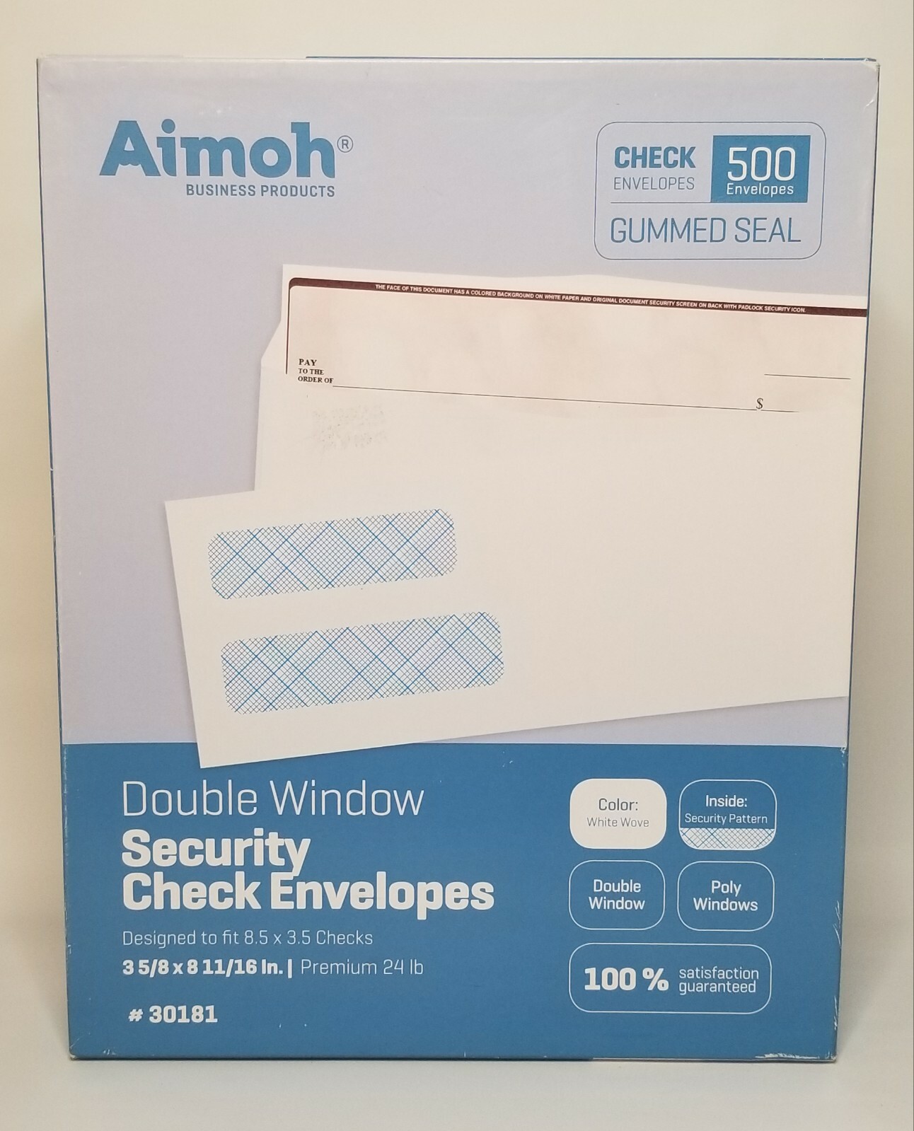 Aimoh Security Check Envelopes Gum Sealed 500ct Box 30181 NEW