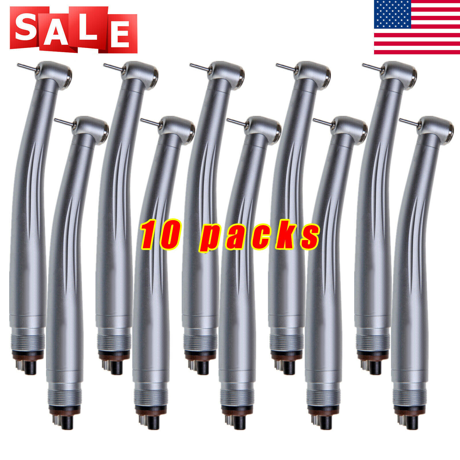10Packs NSK Style Dental High Speed Surgical Handpiece Push Button Turbine 4Hole