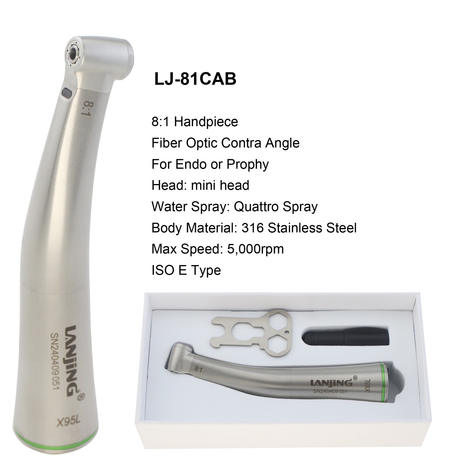 8:1 10:1 Endo Handpiece Endodontic Contra Angle TUL-8M LED Push Button Dentsply
