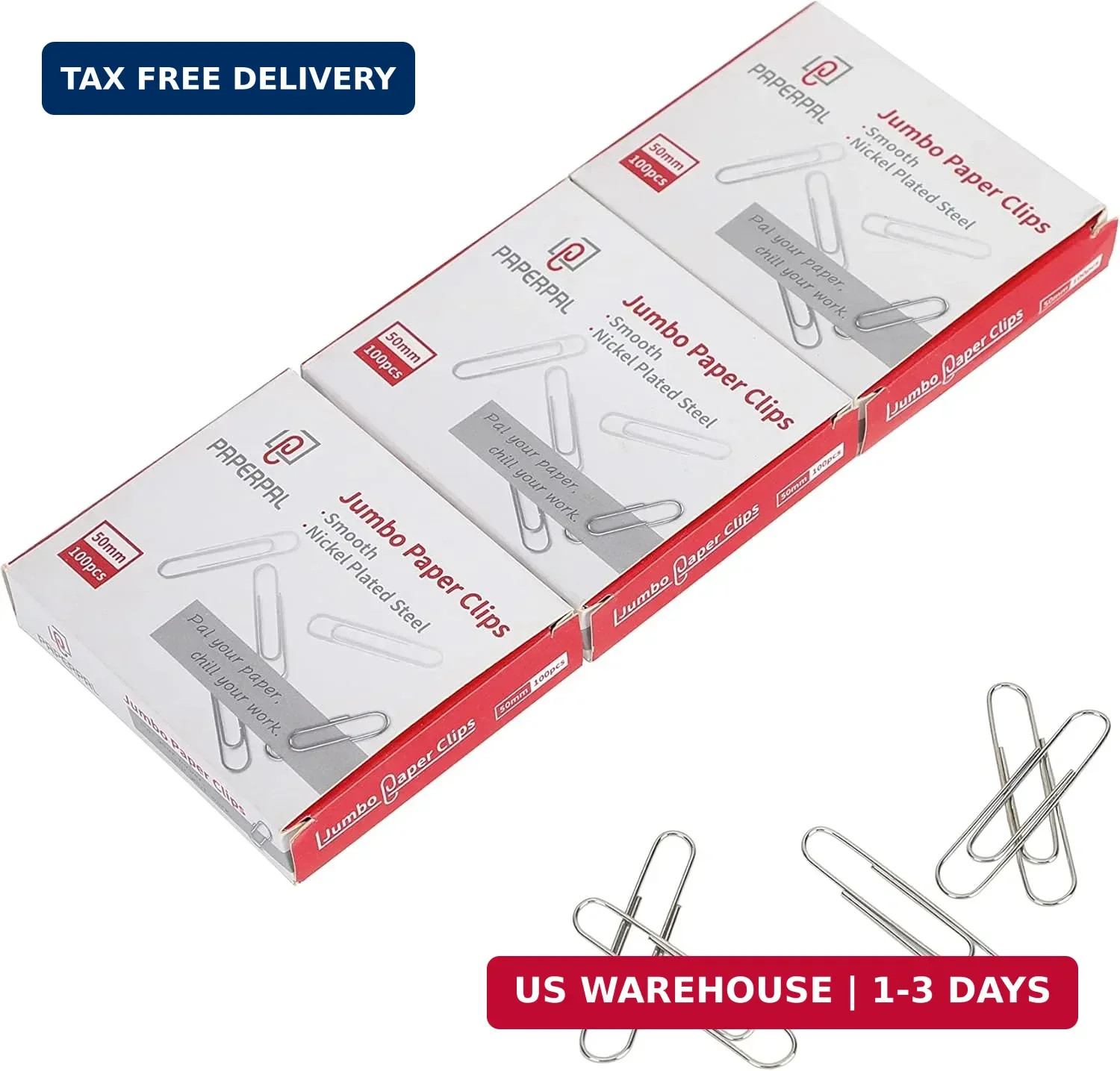PAPERPAL Paperclips for Office School & Personal Use, Jumbo Smooth Paper Clip (2