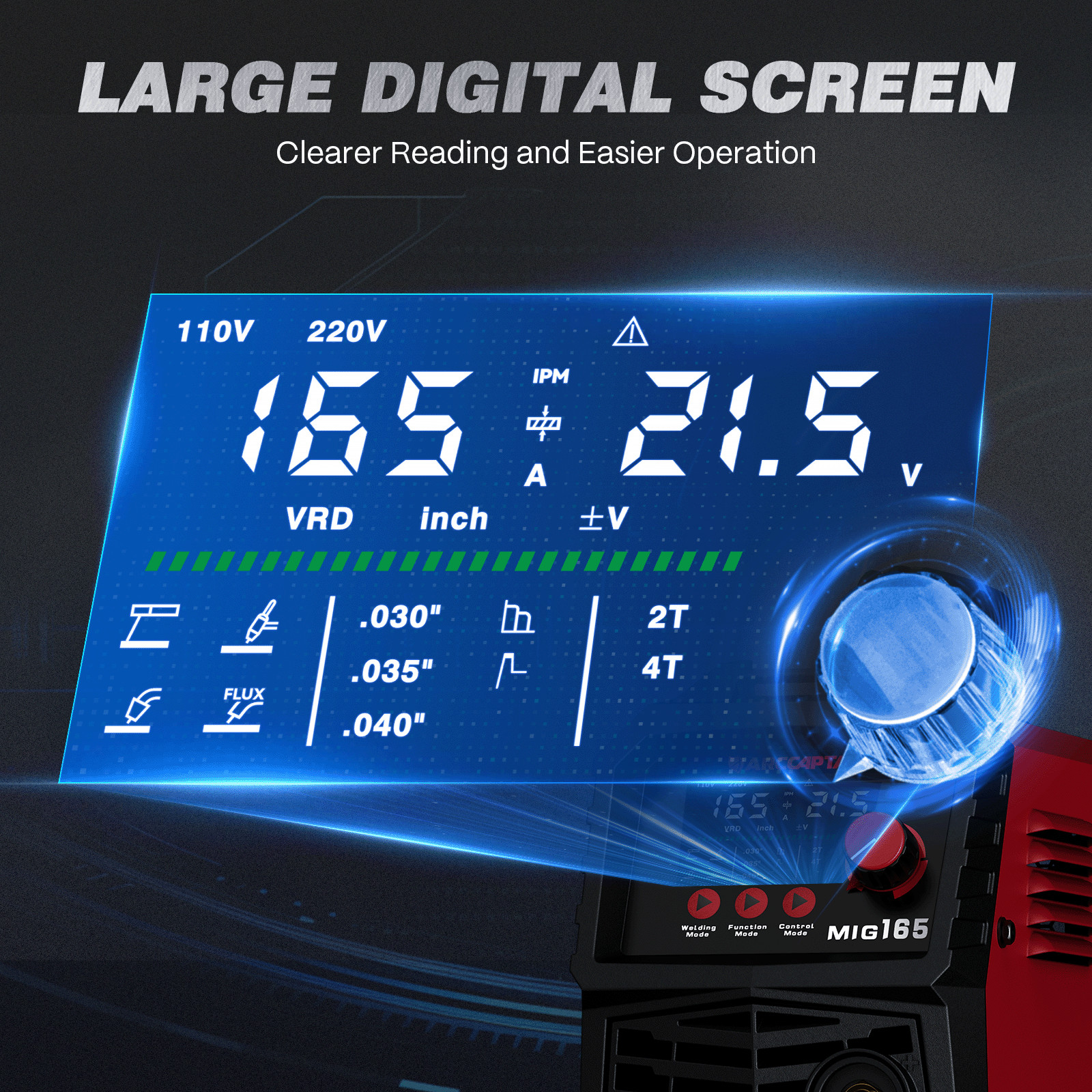ARCCAPTAIN 165A MIG Welder 4 in 1 Large LED Display 110V/220V & Welding Helmet🔥